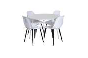 Venture Home Plaza rund bord 100 cm - White top / White Legs+Polar Plastic Spisebordsstol - Black Legs / White Plastic_4