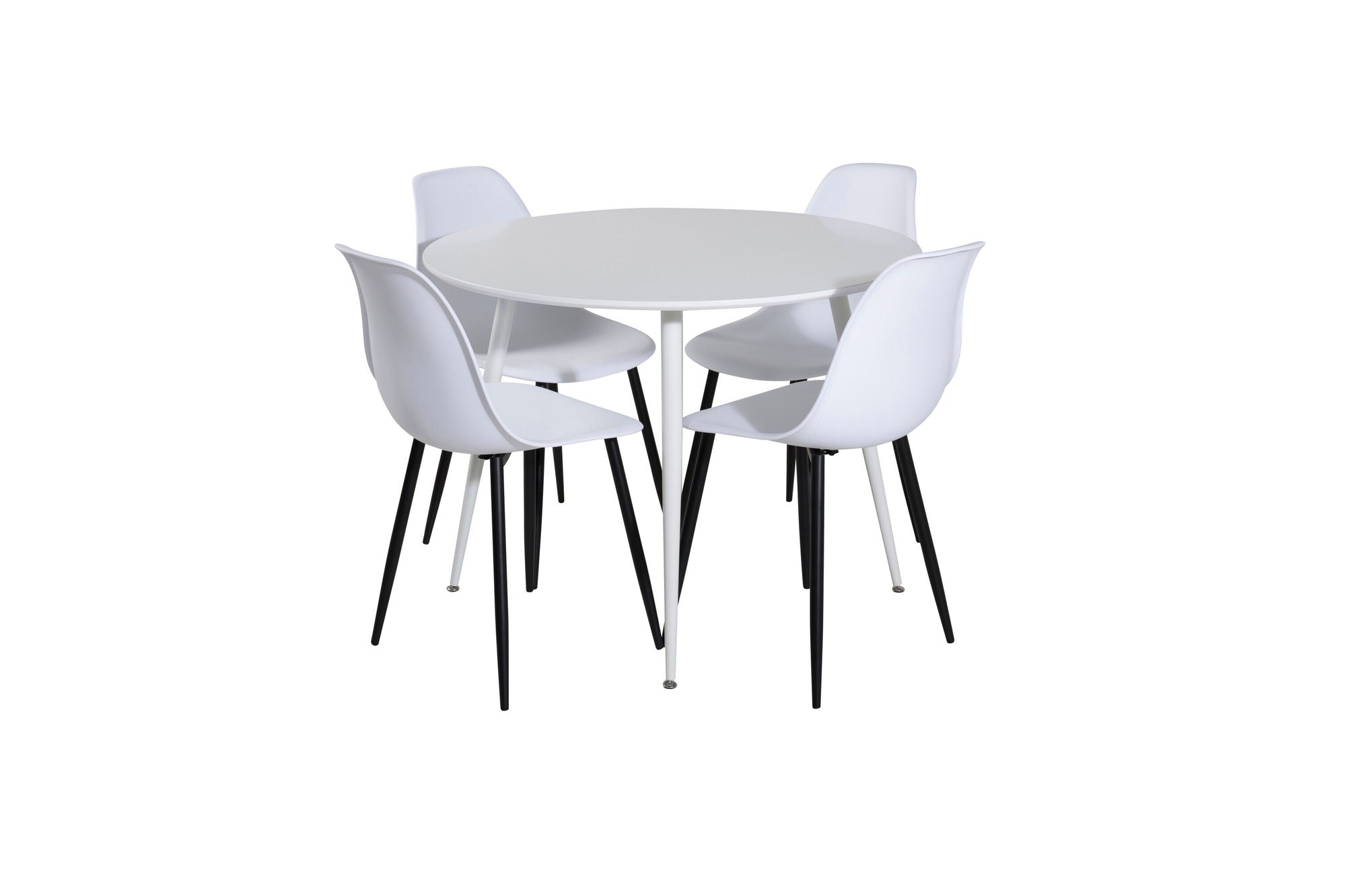 Venture Home Plaza rund bord 100 cm - White top / White Legs+Polar Plastic Spisebordsstol - Black Legs / White Plastic_4