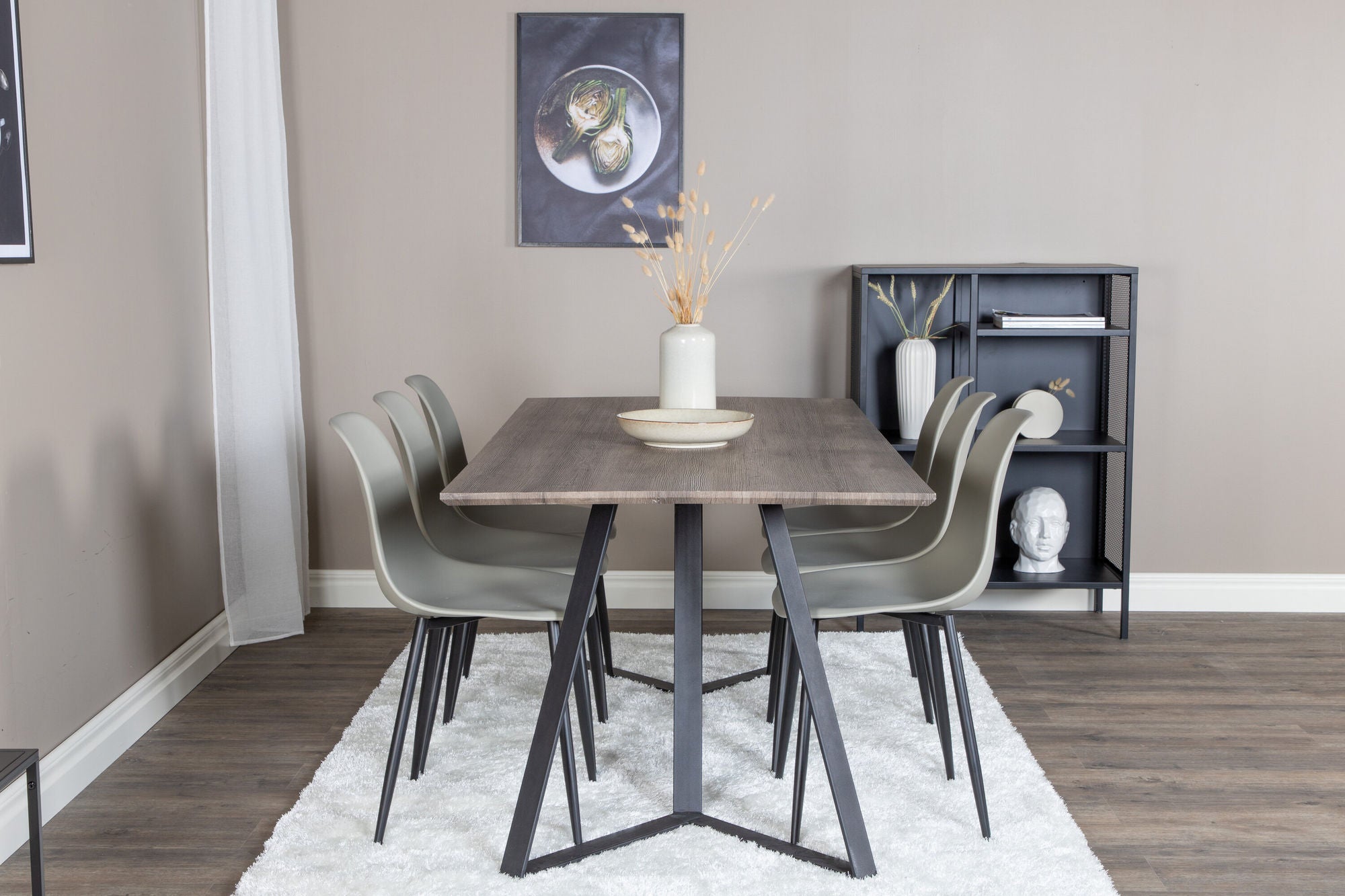 Venture Home Marina spisebord - 180*90*H75 - Grey / Black+Polar Plastic Spisebordsstol - Black Legs / Grey Plastic_6