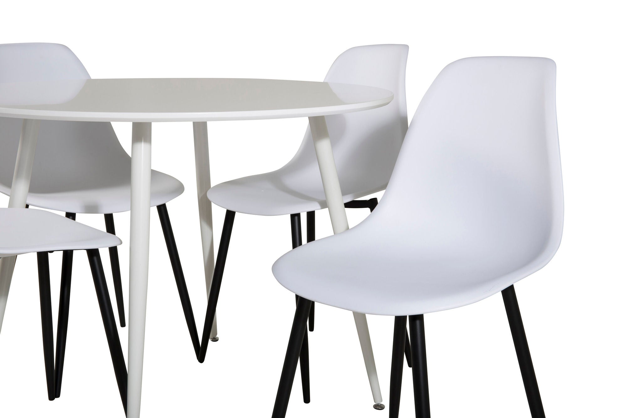 Venture Home Plaza rund bord 100 cm - White top / White Legs+Polar Plastic Spisebordsstol - Black Legs / White Plastic_4