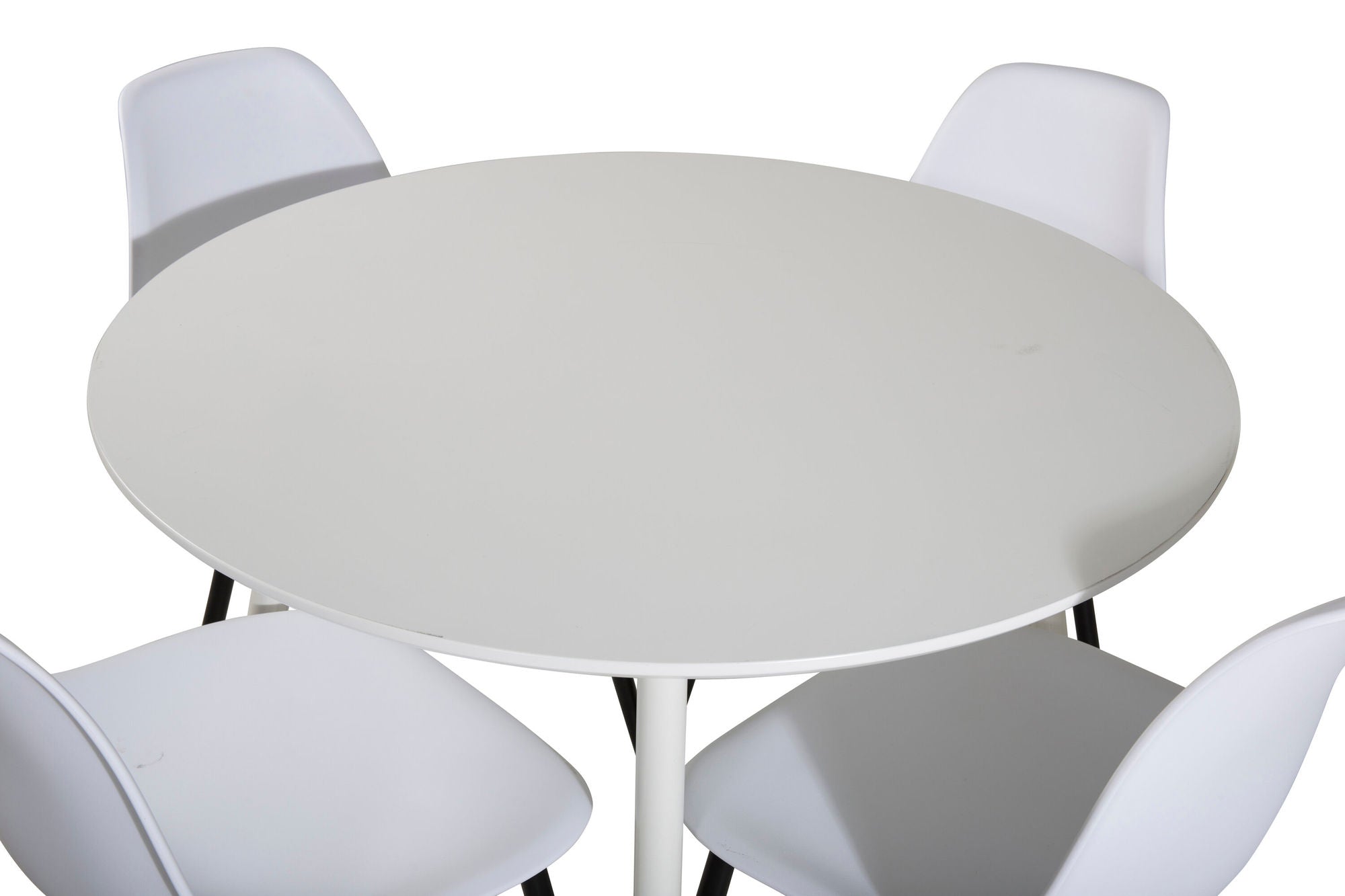 Venture Home Plaza rund bord 100 cm - White top / White Legs+Polar Plastic Spisebordsstol - Black Legs / White Plastic_4