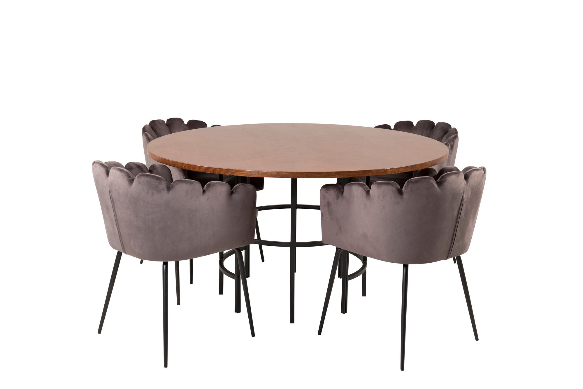 Venture Home Copenhagen - spisebord round - Brown / Black+Limhamn - stol - Grey Velvet_4