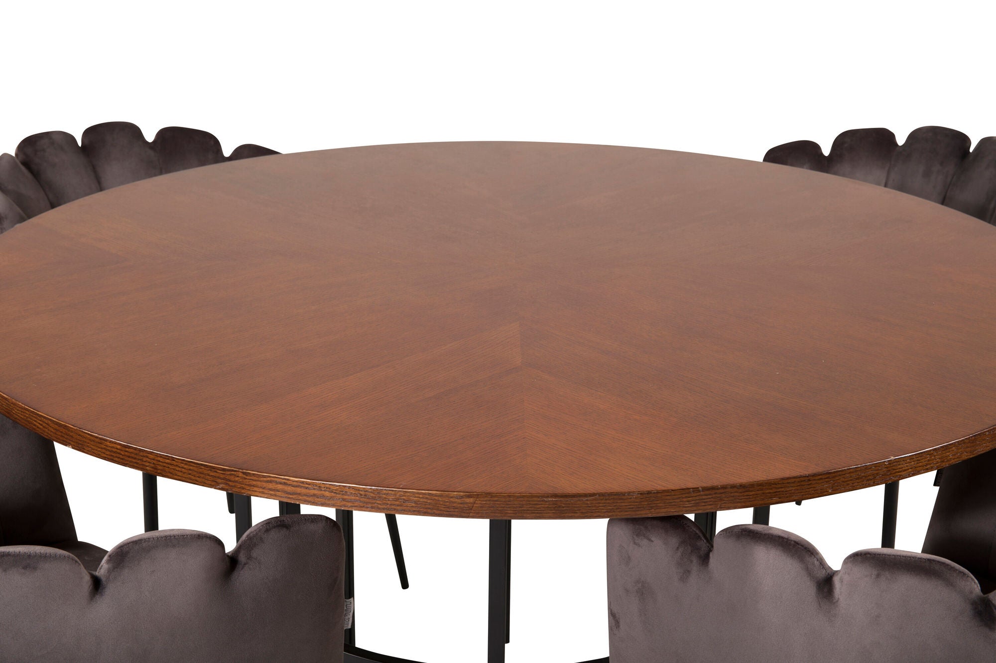 Venture Home Copenhagen - spisebord round - Brown / Black+Limhamn - stol - Grey Velvet_4