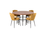 Venture Home Copenhagen - spisebord round - Brown / Black+Limhamn Light - stol - Gold Vel