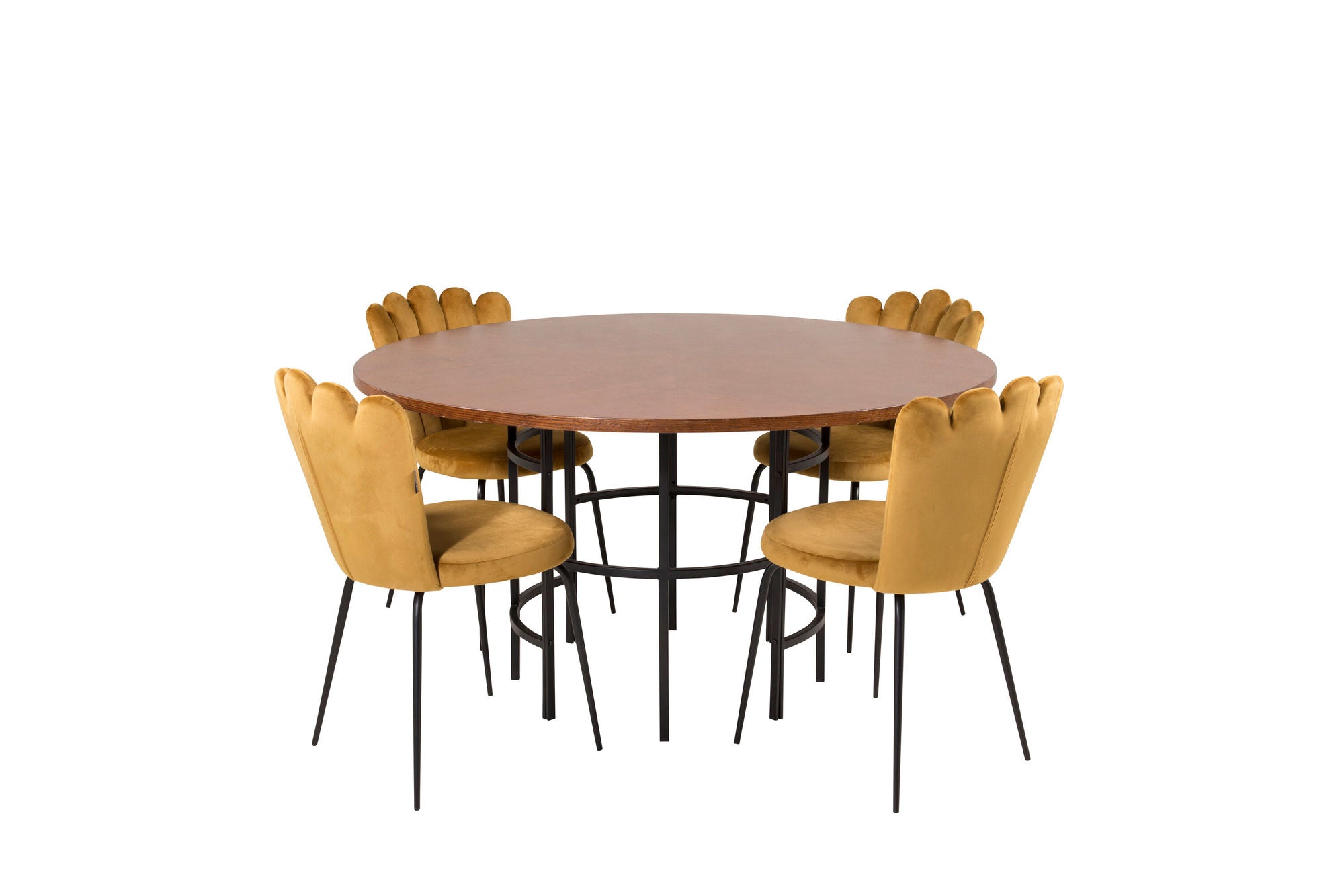 Venture Home Copenhagen - spisebord round - Brown / Black+Limhamn Light - stol - Gold Vel