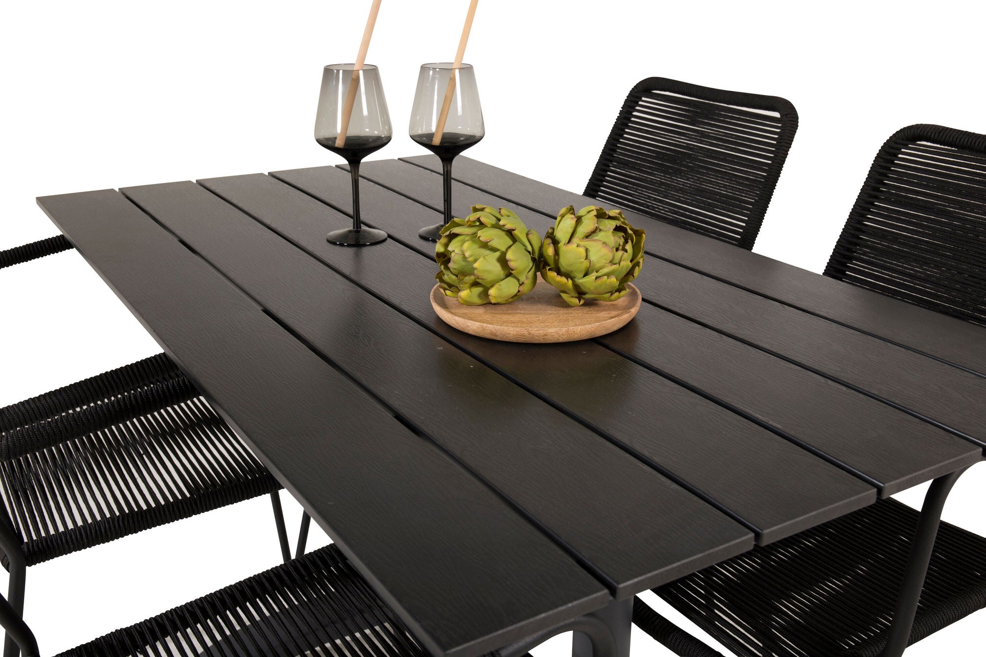 Venture Home Denver Café bord 120*70 - Black Alu / Black Aintwood+Lindos Armchair - Black Alu / Black Rope_4