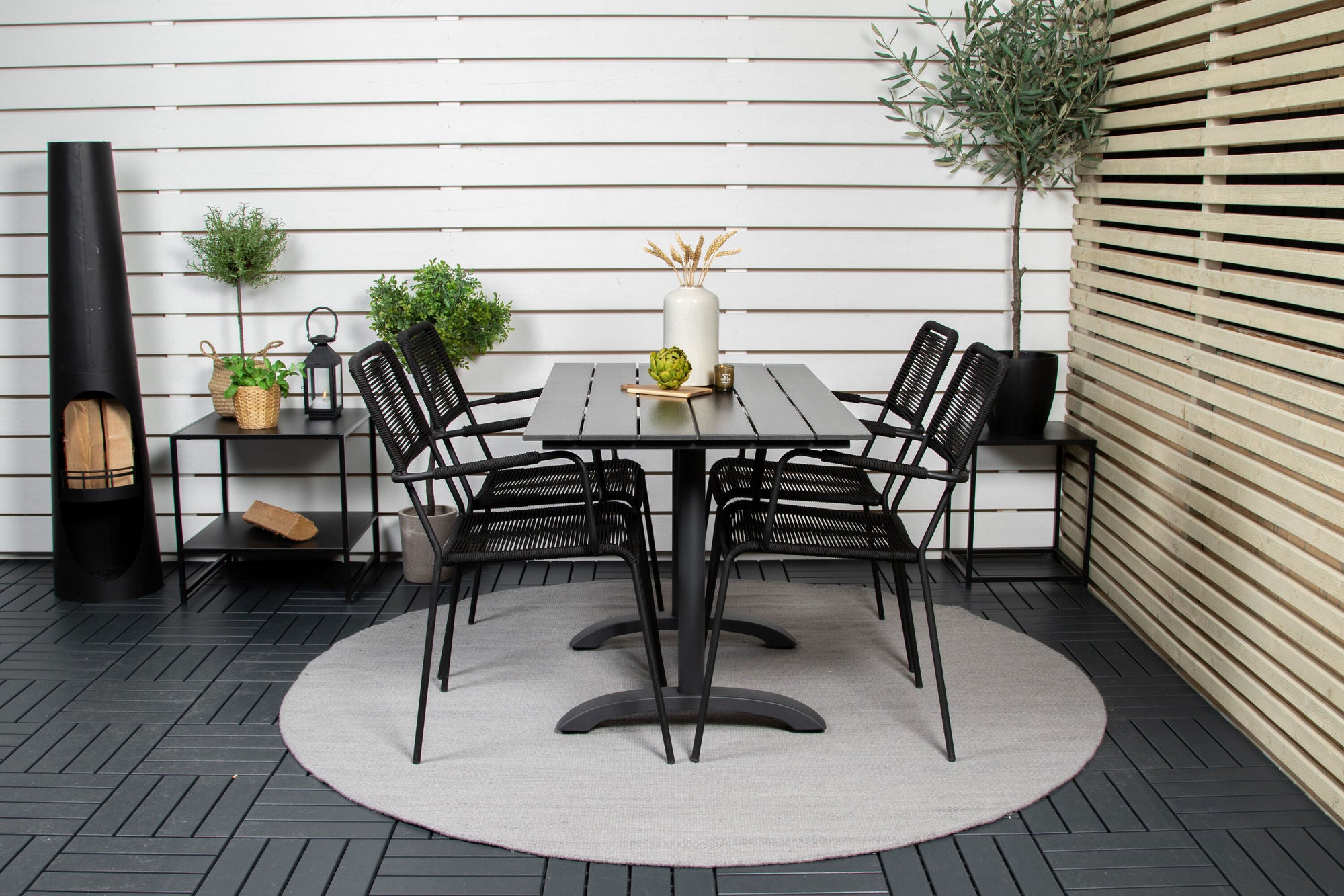 Venture Home Denver Café bord 120*70 - Black Alu / Black Aintwood+Lindos Armchair - Black Alu / Black Rope_4