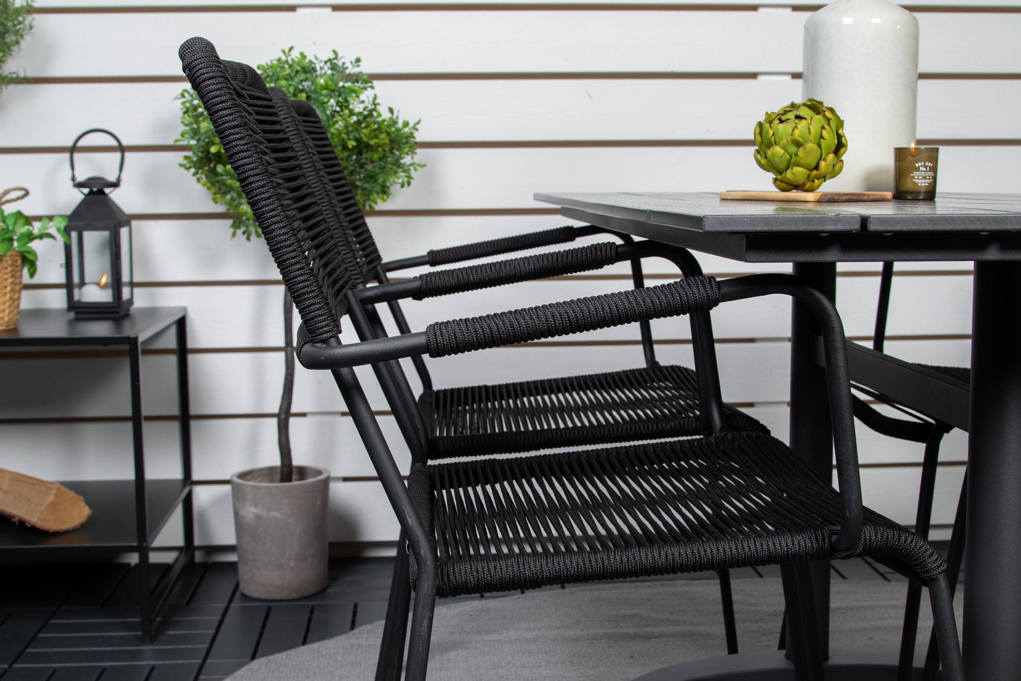 Venture Home Denver Café bord 120*70 - Black Alu / Black Aintwood+Lindos Armchair - Black Alu / Black Rope_4