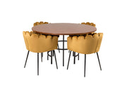 Venture Home Copenhagen - spisebord round - Brown / Black+Limhamn - stol - Gold Velvet_4