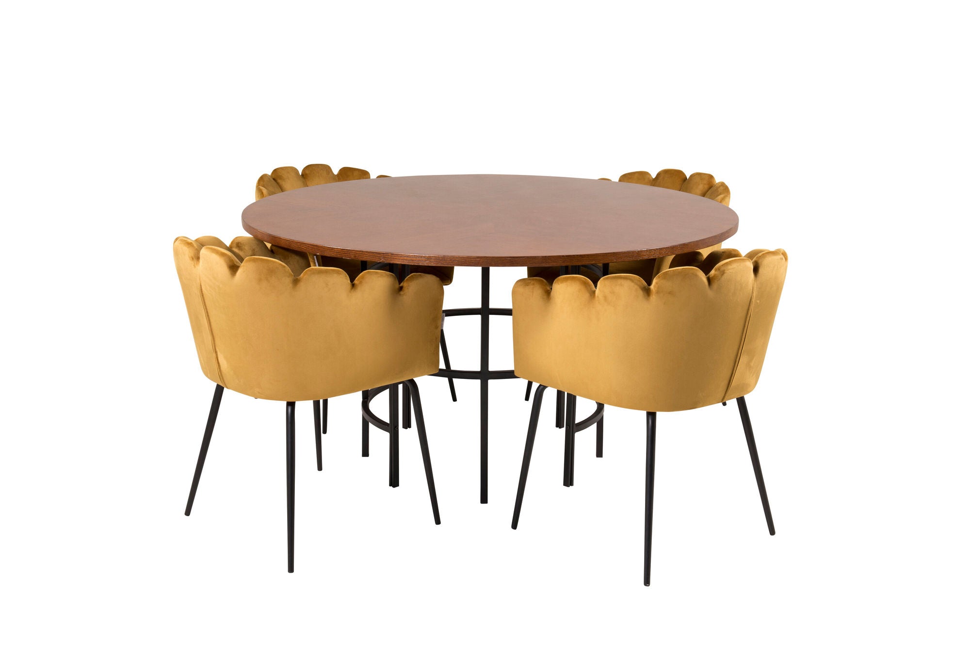 Venture Home Copenhagen - spisebord round - Brown / Black+Limhamn - stol - Gold Velvet_4