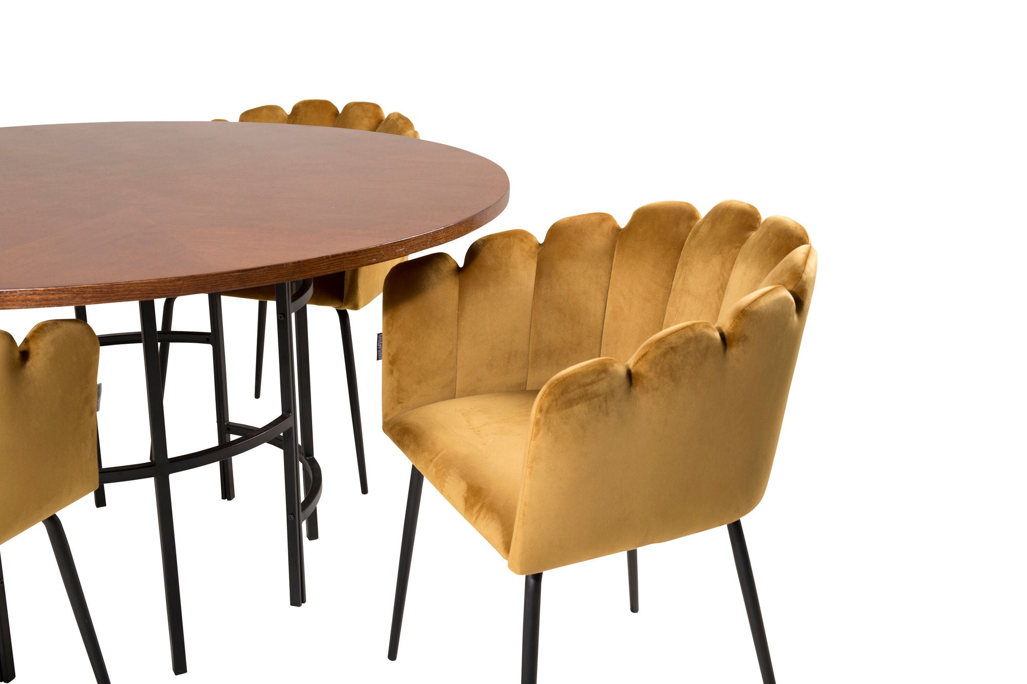 Venture Home Copenhagen - spisebord round - Brown / Black+Limhamn - stol - Gold Velvet_4