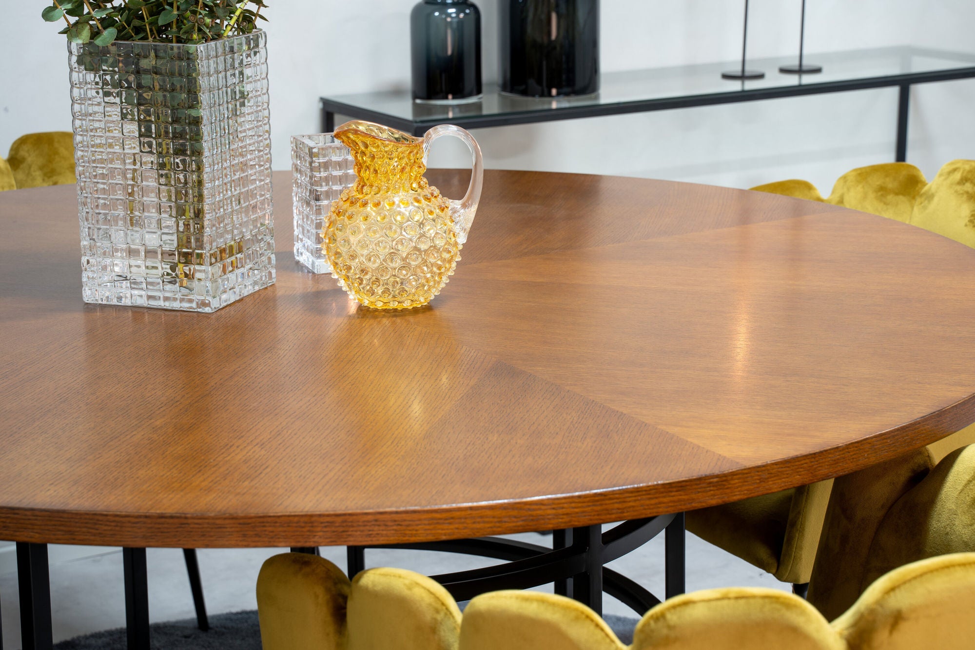 Venture Home Copenhagen - spisebord round - Brown / Black+Limhamn - stol - Gold Velvet_4