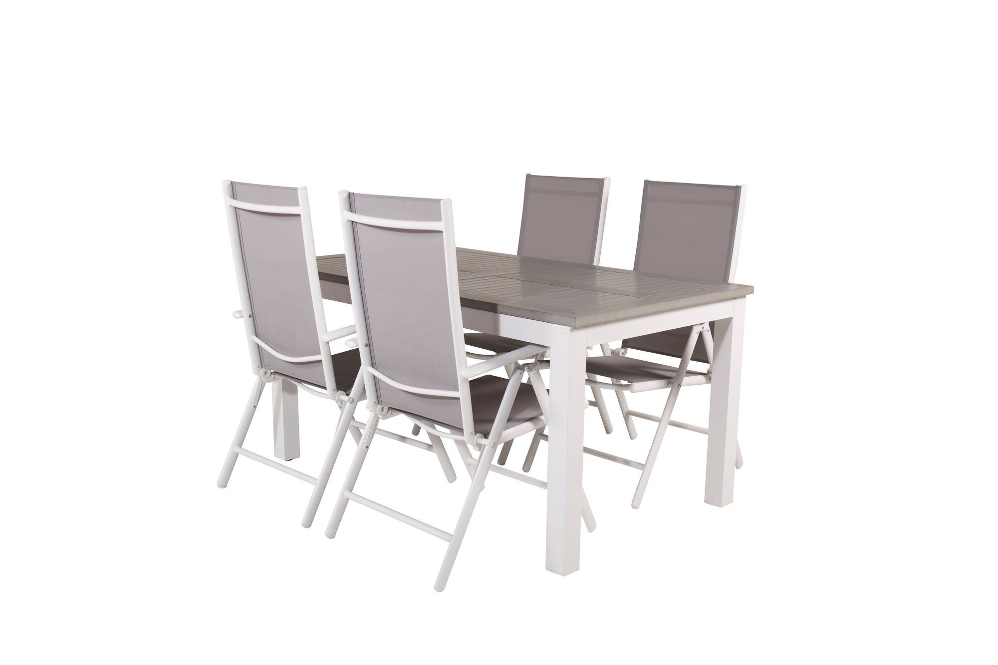 Venture Home Albany spisebord 152/210*90 - White Alu / Grey Aintwood+Break 5:pos stol - White alu / Grey Textilene_4