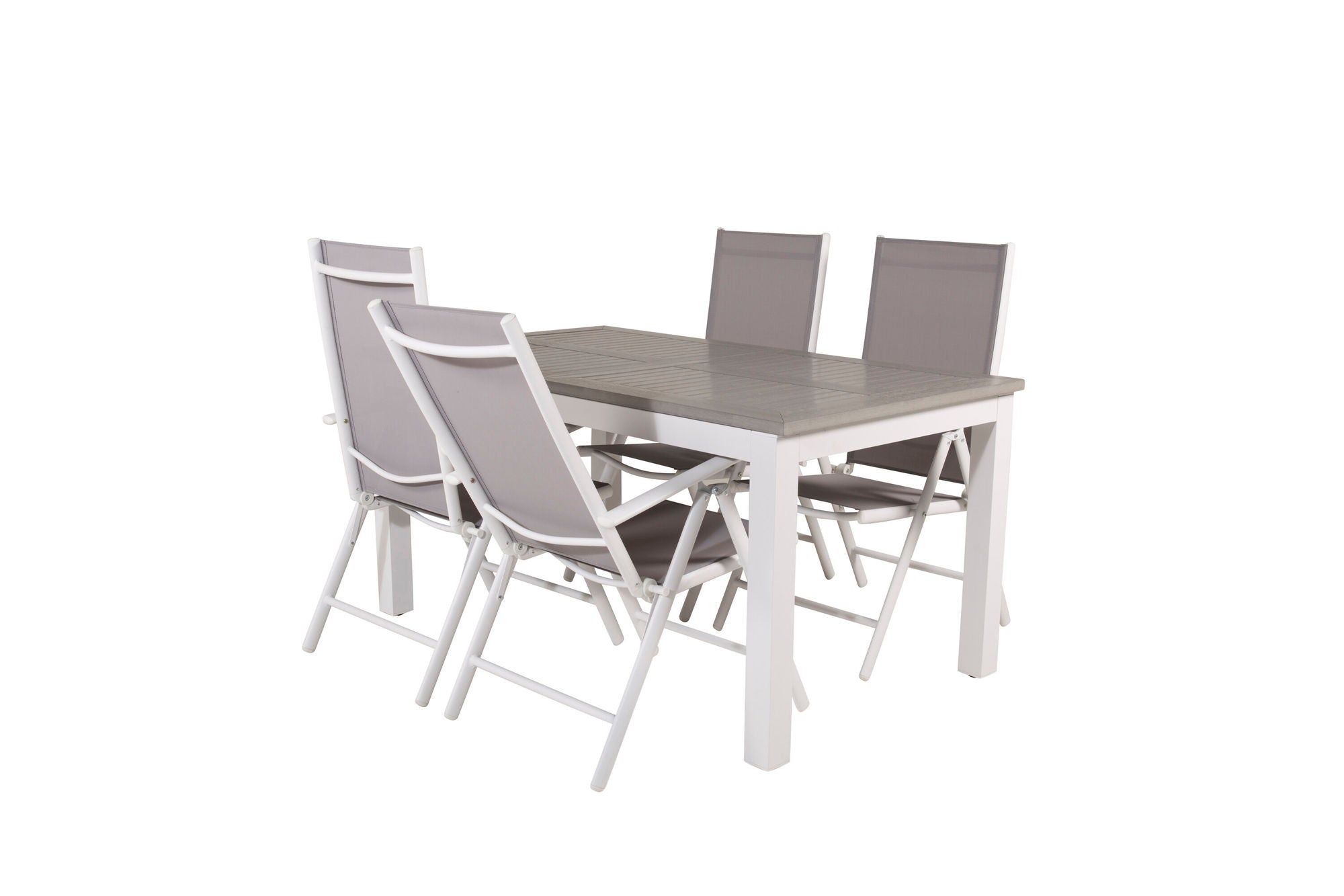 Venture Home Albany spisebord 152/210*90 - White Alu / Grey Aintwood+Break 5:pos stol - White alu / Grey Textilene_4