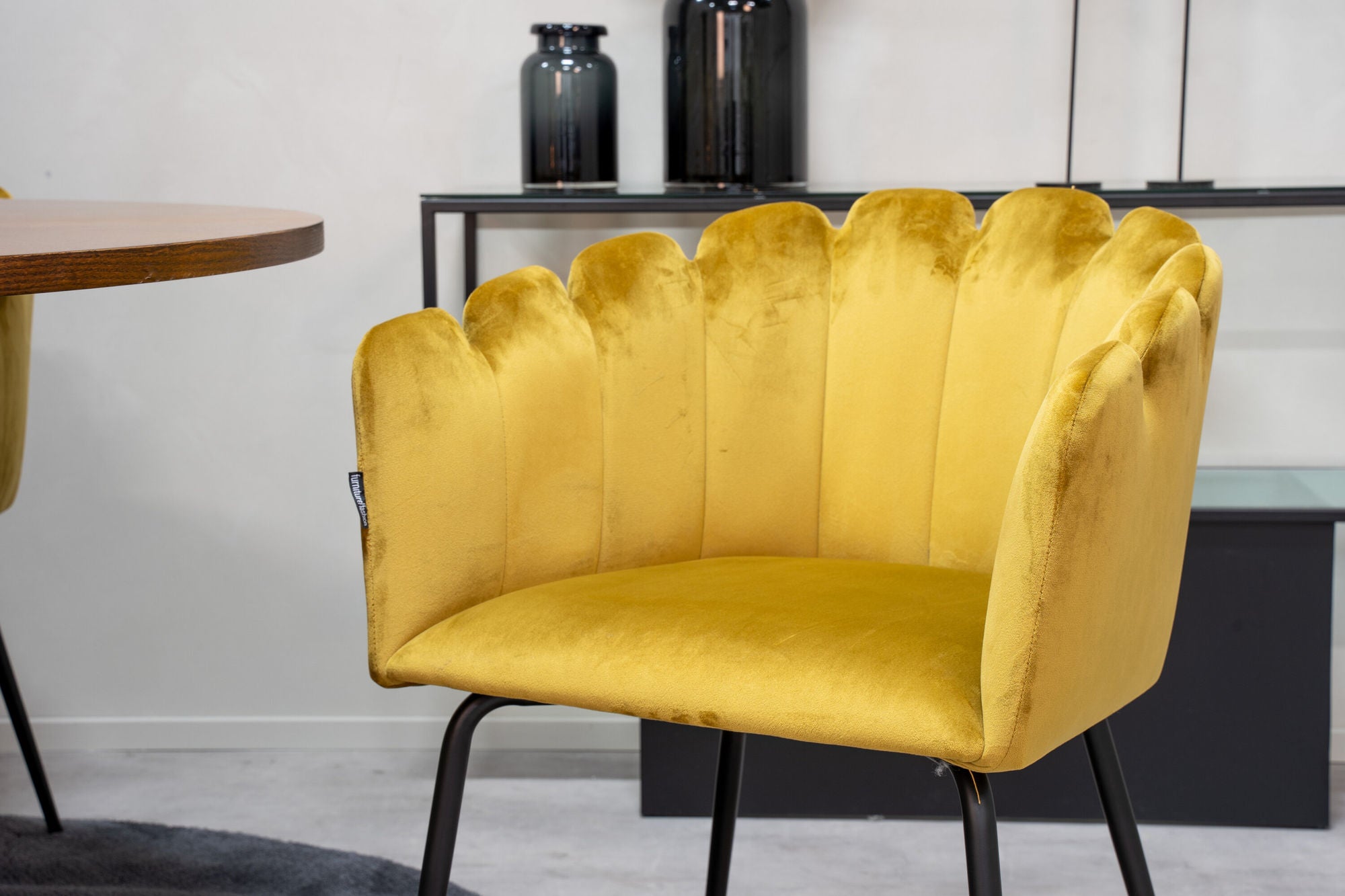 Venture Home Copenhagen - spisebord round - Brown / Black+Limhamn - stol - Gold Velvet_4