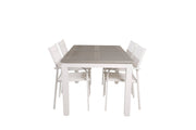 Venture Home Albany spisebord 152/210*90 - White Alu / Grey Aintwood+Santorini Arm stol (Stackable) - White Alu / White Textilene_4