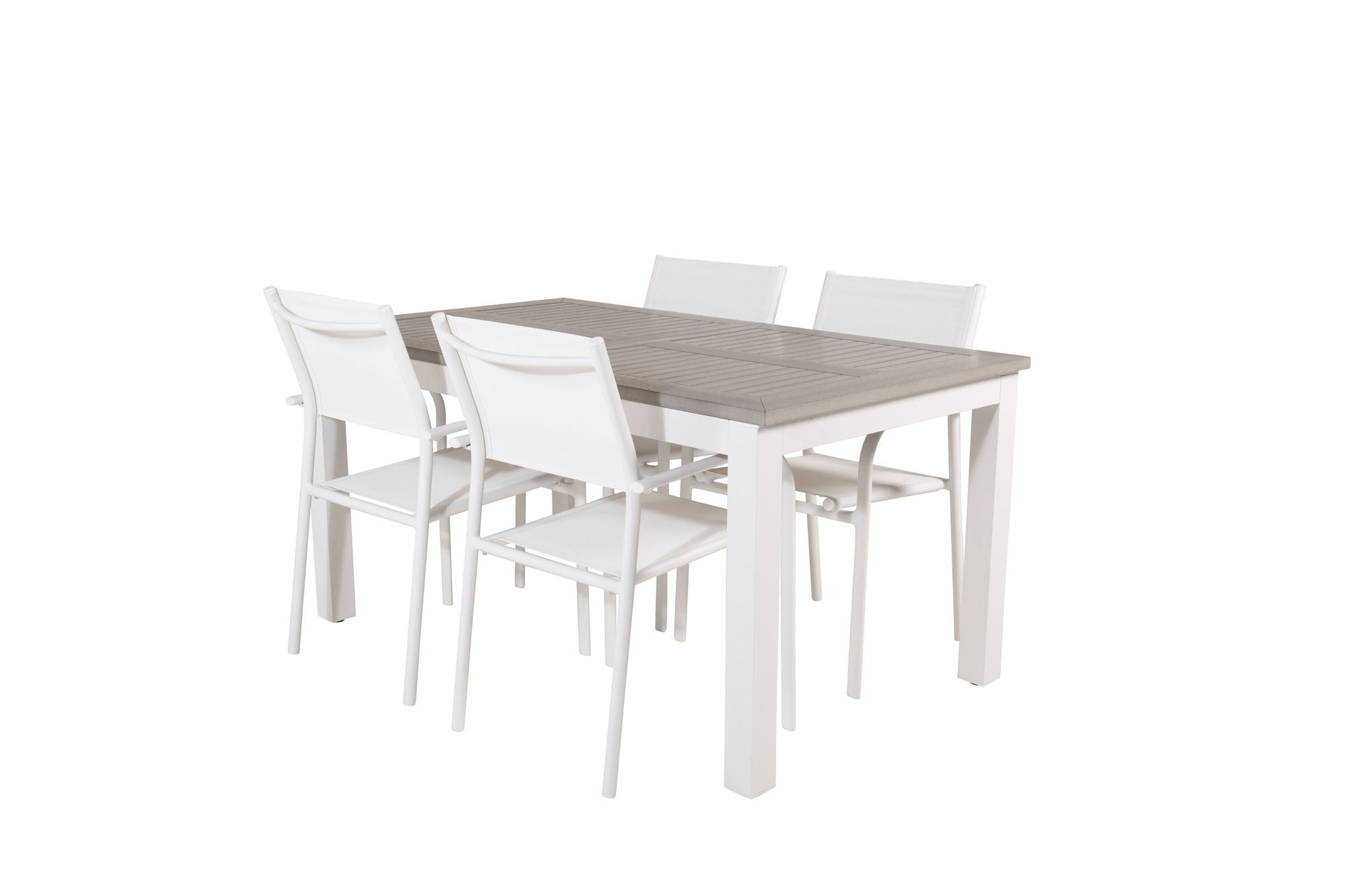 Venture Home Albany spisebord 152/210*90 - White Alu / Grey Aintwood+Santorini Arm stol (Stackable) - White Alu / White Textilene_4
