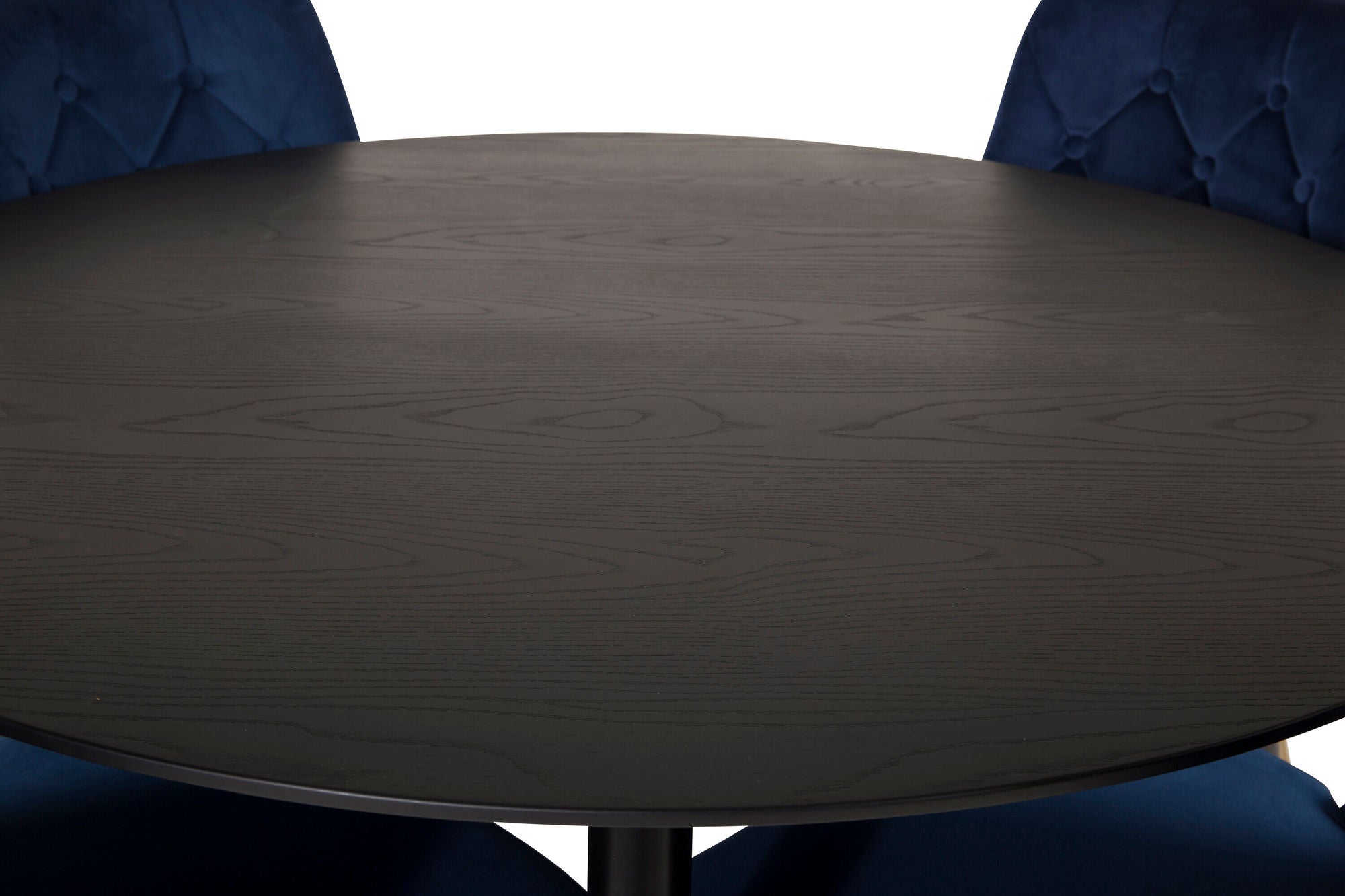 Venture Home Dipp spisebord - 115cm - Black Veneer / black legs w brass dipp - Velvet Deluxe stol - Blue/Matt Brass Leg 4
