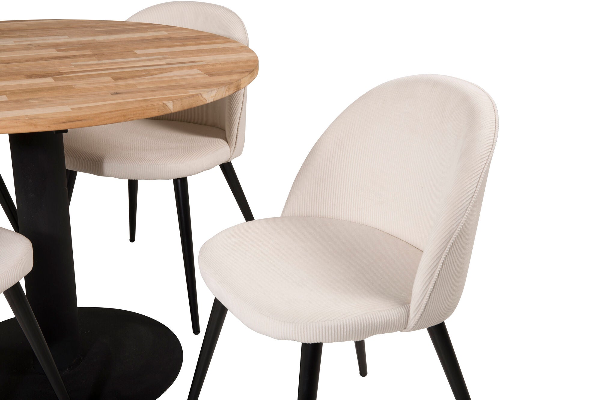 Venture Home Cirebon rund bord - 100cm - Teak / Black +Velvet Spisebordsstol - Black Legs /