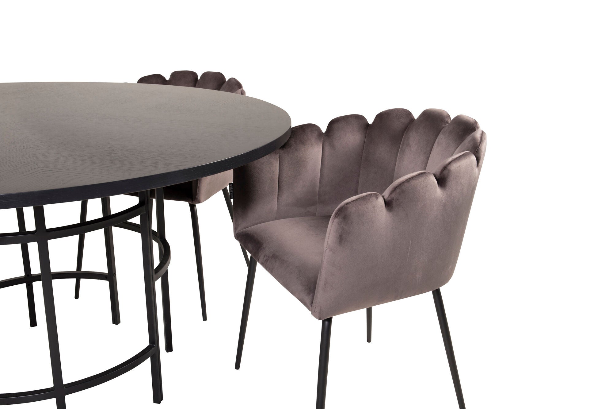 Venture Home Copenhagen - spisebord round - Black / Black+Limhamn - stol - Grey Velvet_4