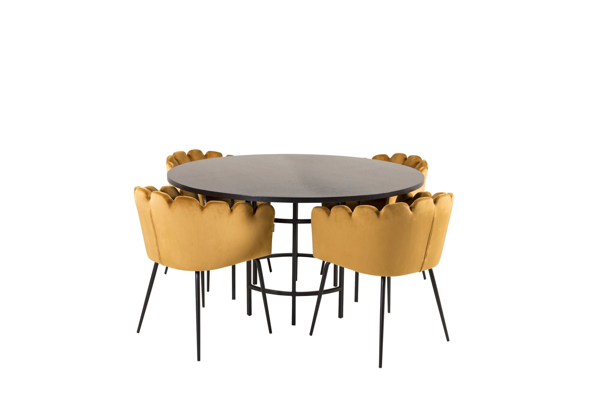 Venture Home Copenhagen - spisebord round - Black / Black+Limhamn - stol - Gold Velvet_4