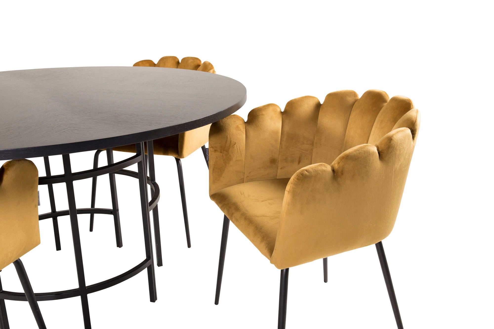 Venture Home Copenhagen - spisebord round - Black / Black+Limhamn - stol - Gold Velvet_4