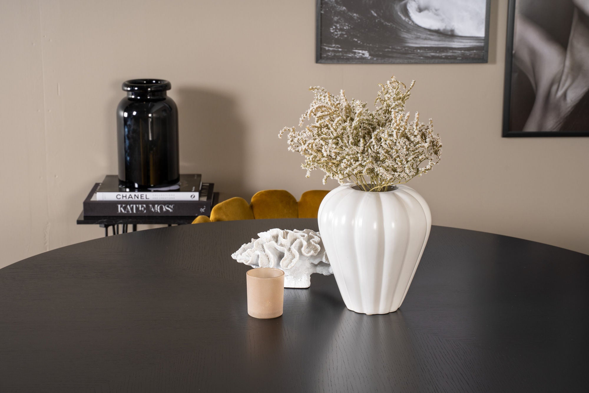 Venture Home Copenhagen - spisebord round - Black / Black+Limhamn - stol - Gold Velvet_4