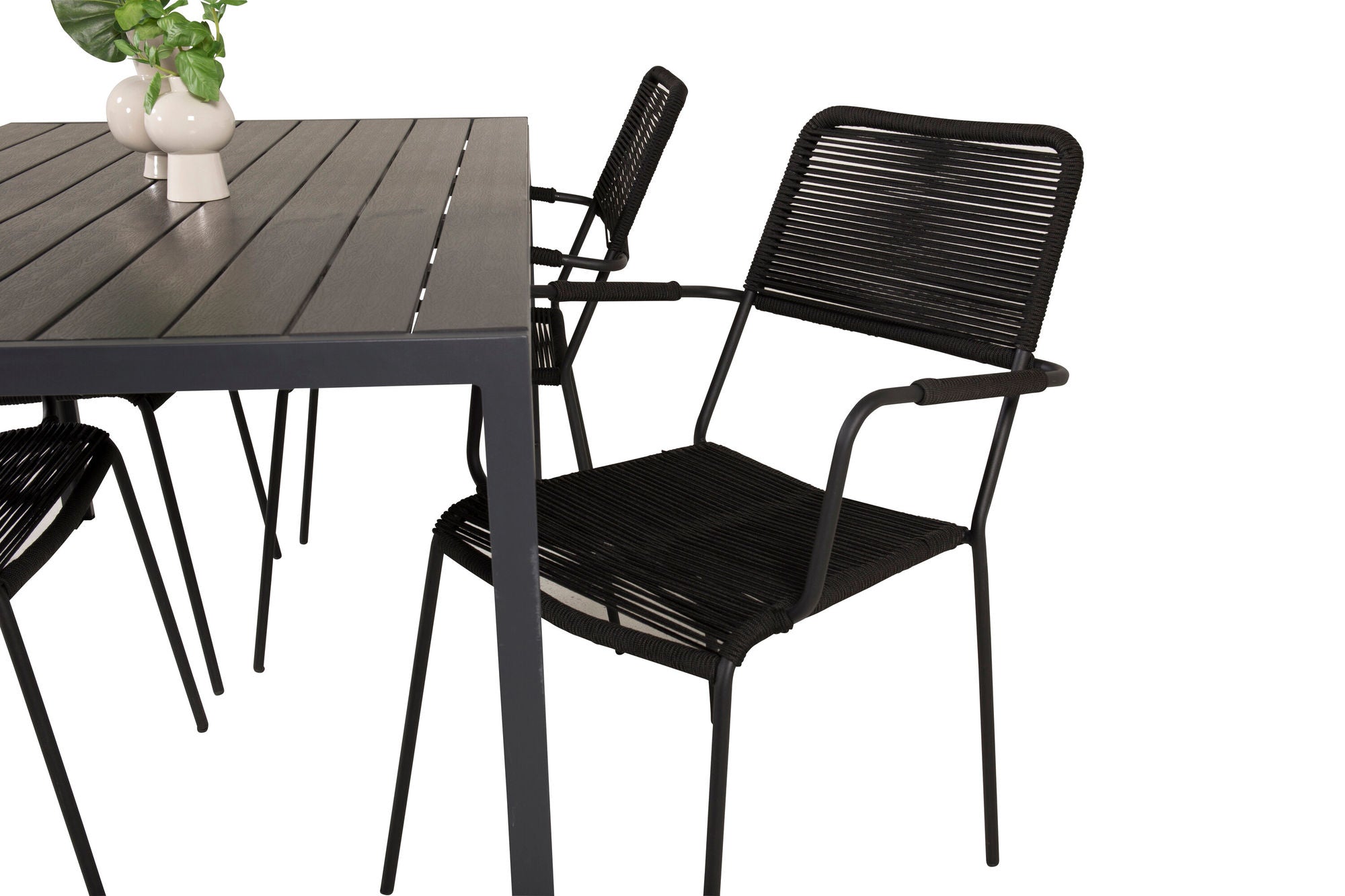 Venture Home Break spisebord - 150*90 Black Alu / Black Aintwood +Lindos Armchair - Black Alu / Black Rope_4
