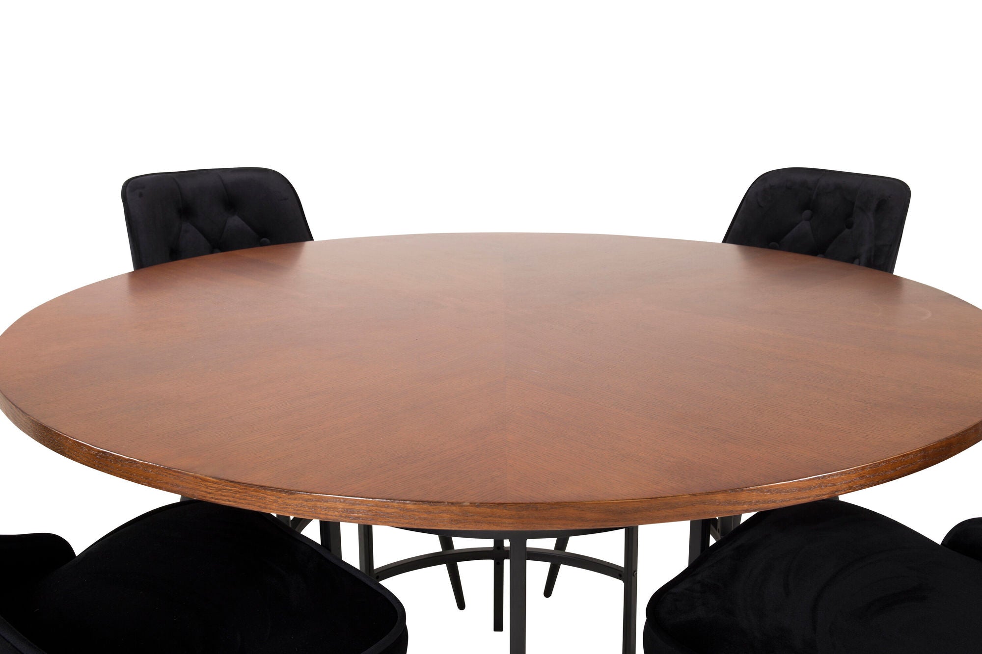 Venture Home Copenhagen - spisebord round - Brown / Black+Velvet Deluxe Spisebordsstol - Black legs / Black velvet_4
