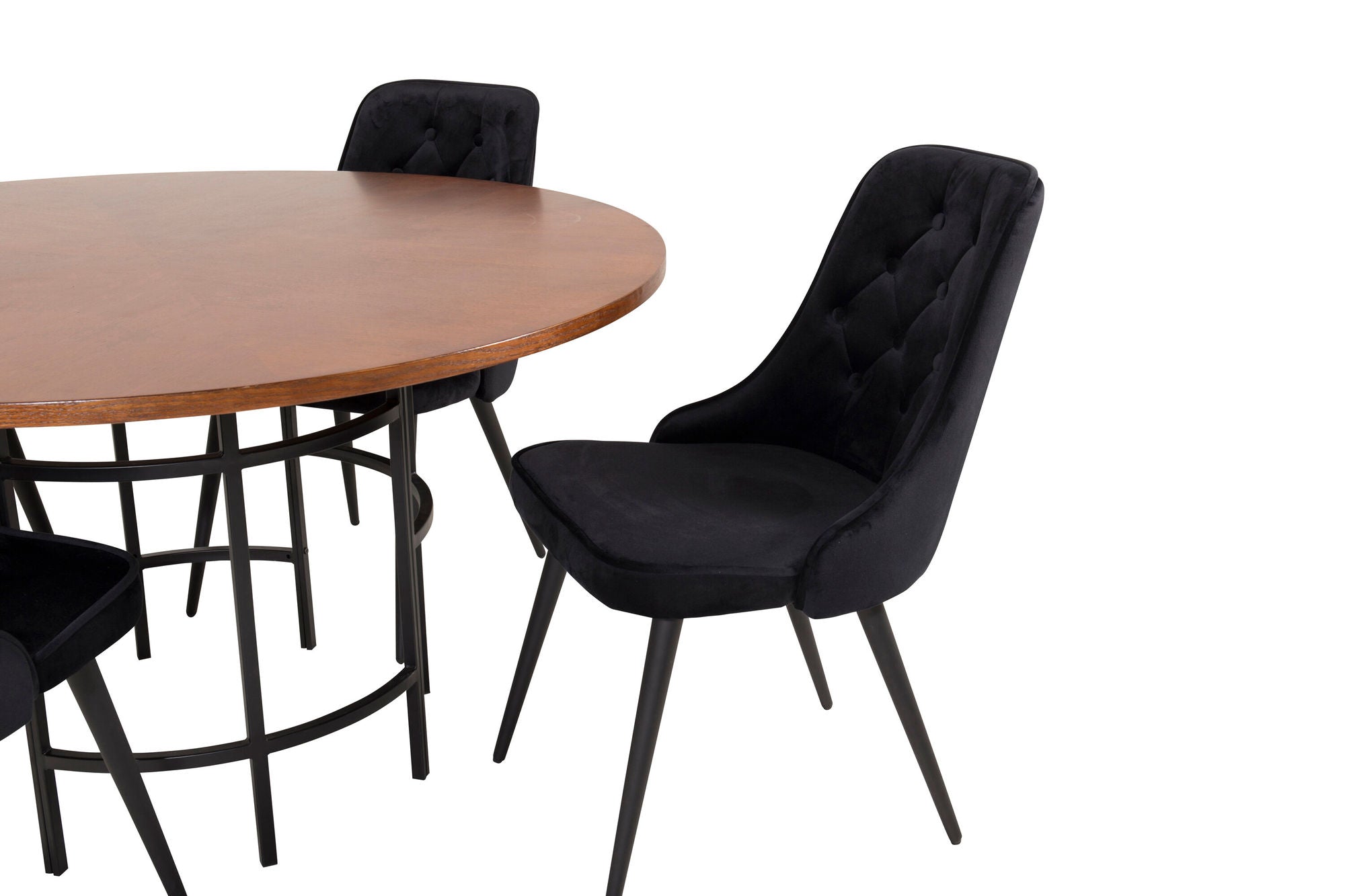 Venture Home Copenhagen - spisebord round - Brown / Black+Velvet Deluxe Spisebordsstol - Black legs / Black velvet_4