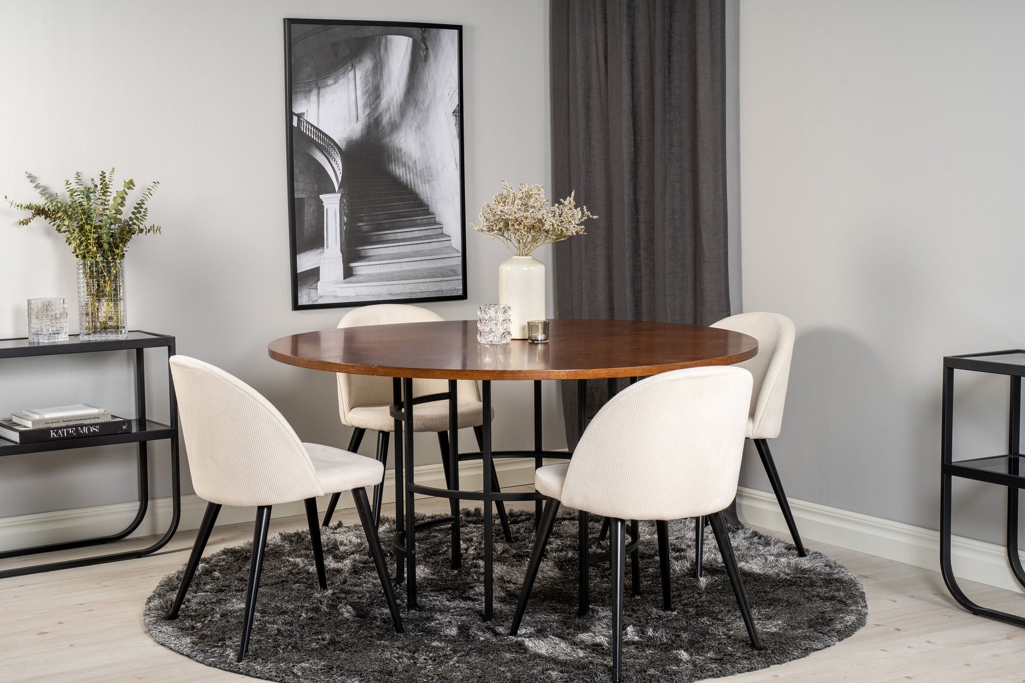 Venture Home Copenhagen - spisebord round - Brown / Black+Velvet Spisebordsstol - Black Le