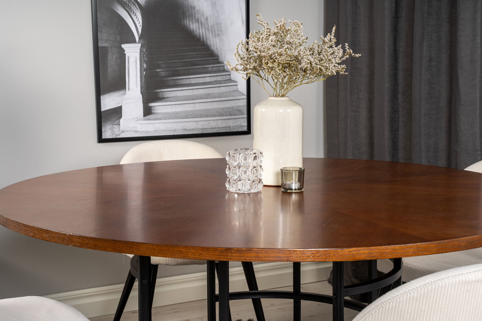 Venture Home Copenhagen - spisebord round - Brown / Black+Velvet Spisebordsstol - Black Le