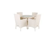 Venture Home Volta spisebord - White - ø90+Malin Arm stol with cushion - White / Grey cushion_4