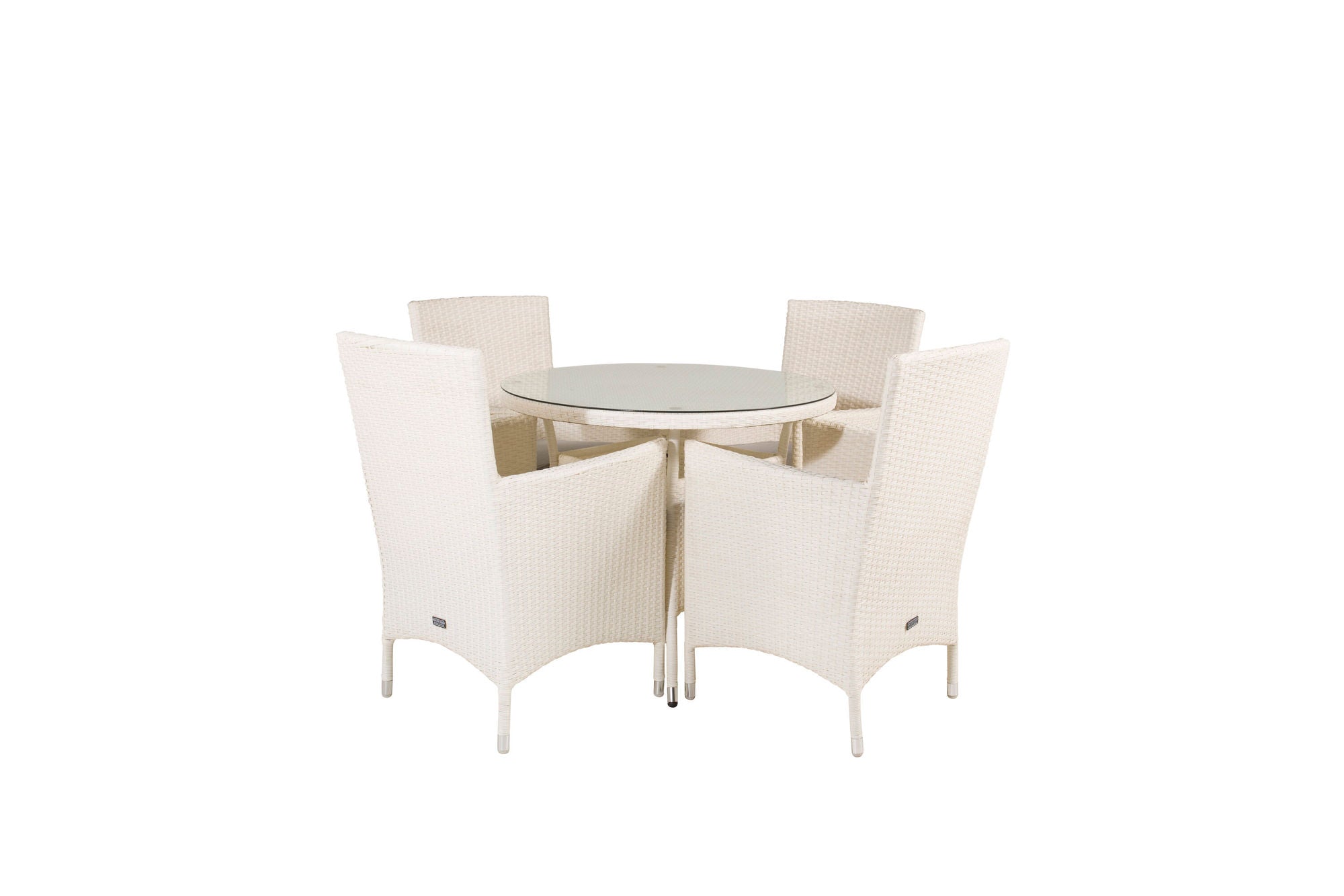 Venture Home Volta spisebord - White - ø90+Malin Arm stol with cushion - White / Grey cushion_4