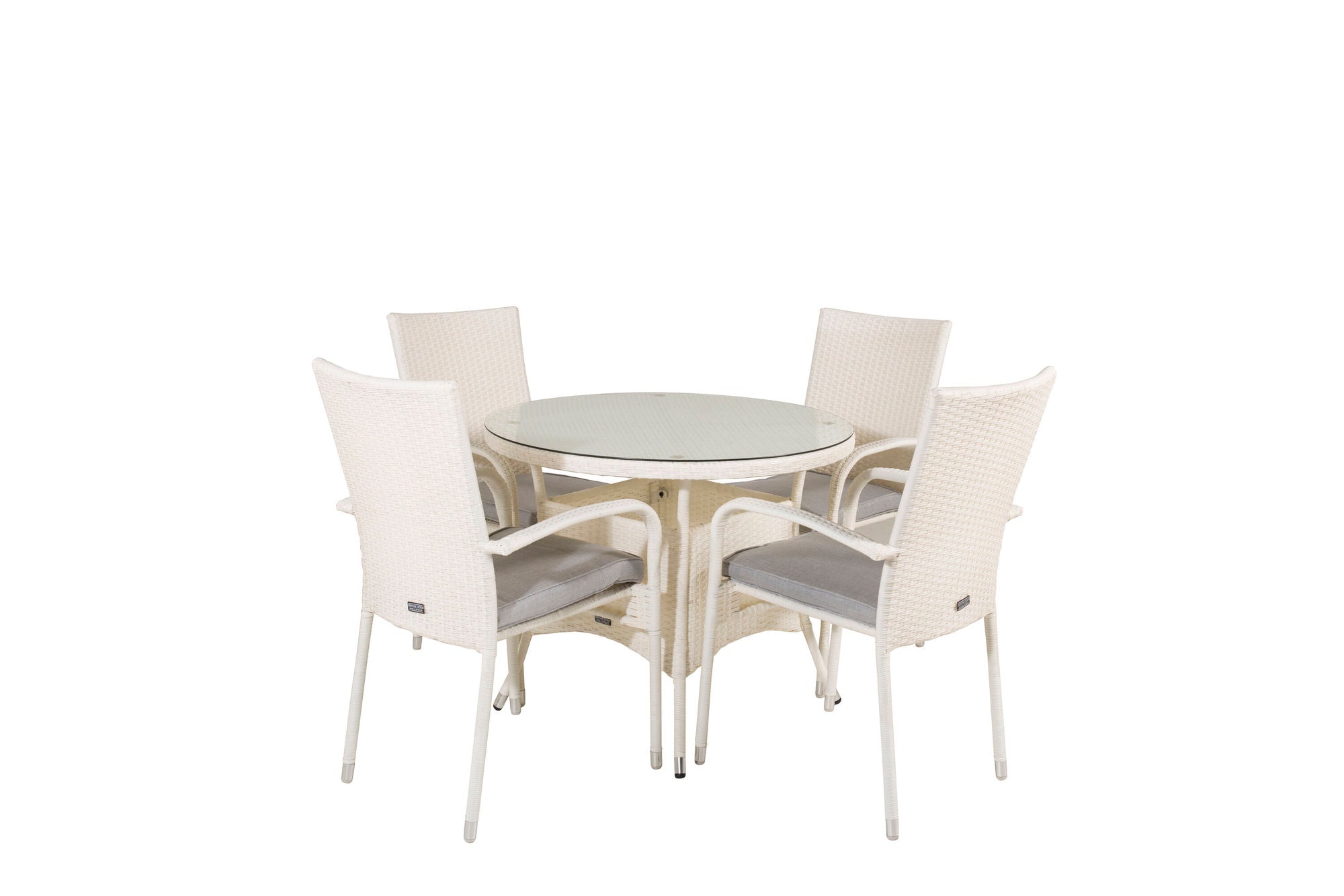 Venture Home Volta spisebord - White - ø90+Anna Arm stol (stackable) - White_4