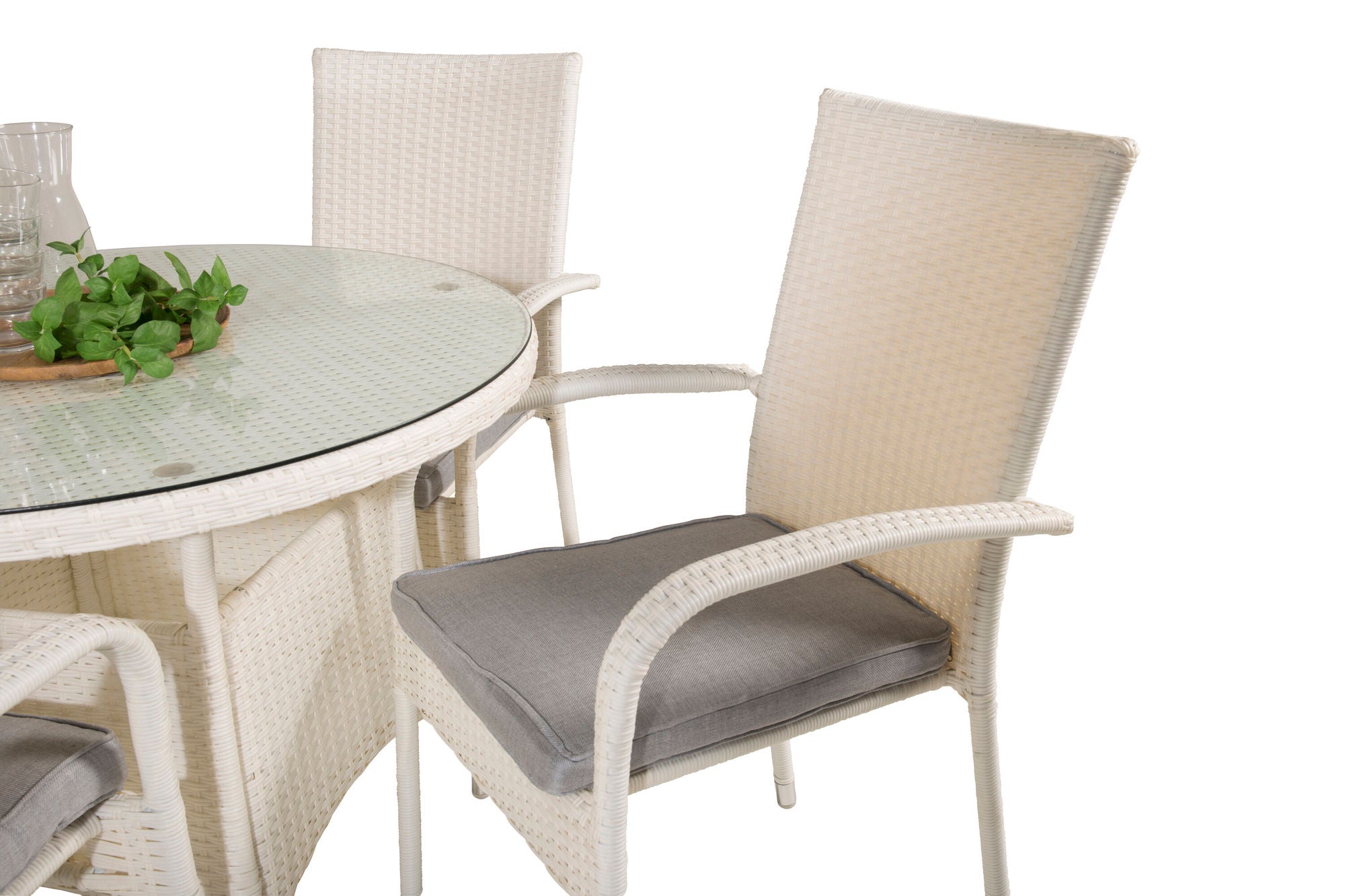 Venture Home Volta spisebord - White - ø90+Anna Arm stol (stackable) - White_4