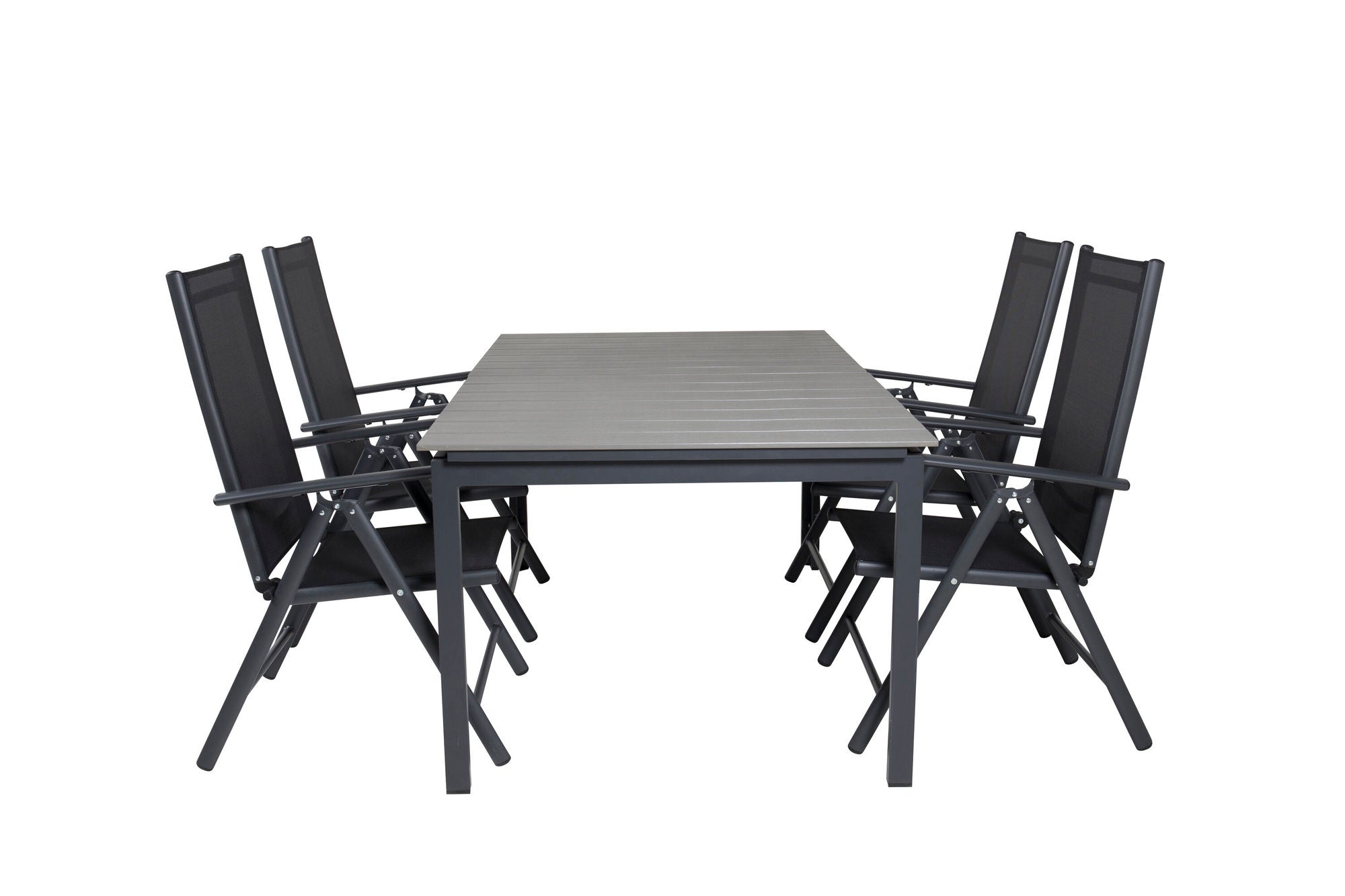Venture Home Levels spisebord 160/240*90 - Black Alu / Grey Aintwood +Break 5:pos stol -