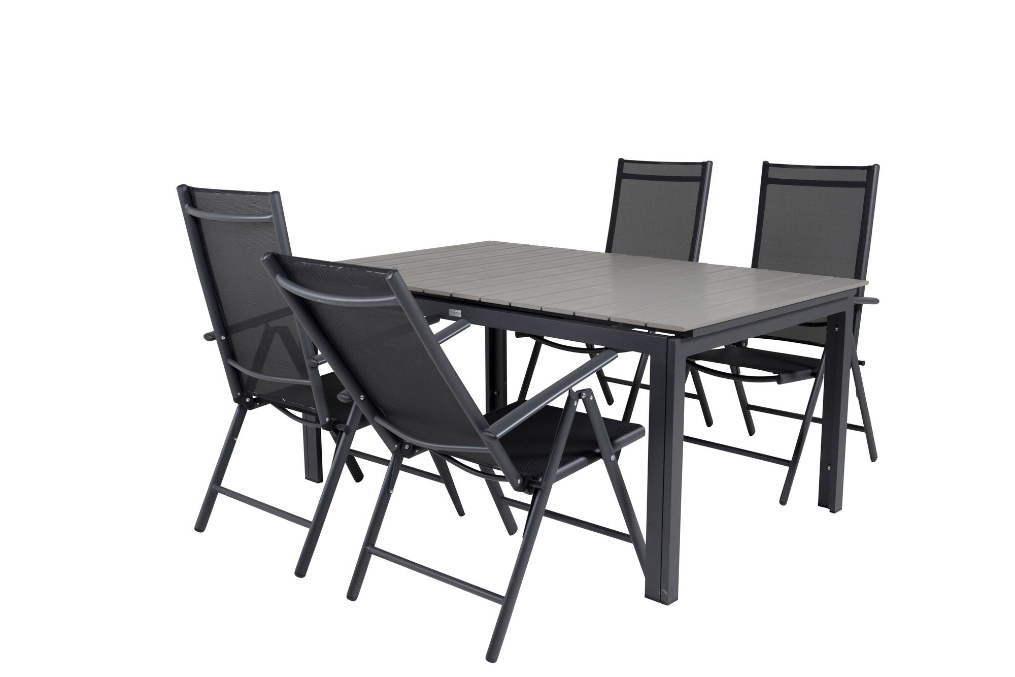 Venture Home Levels spisebord 160/240*90 - Black Alu / Grey Aintwood +Break 5:pos stol -