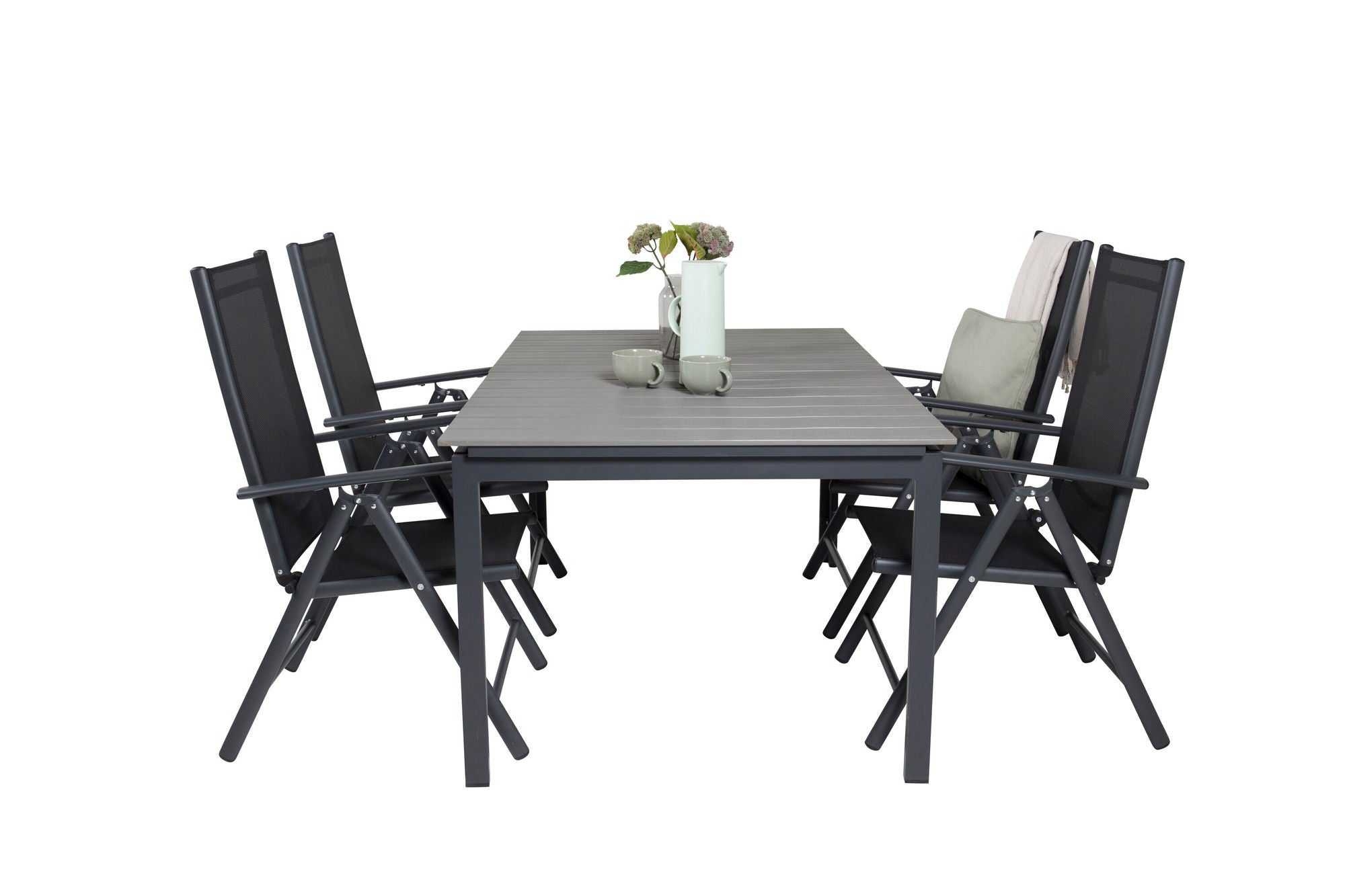 Venture Home Levels spisebord 160/240*90 - Black Alu / Grey Aintwood +Break 5:pos stol -