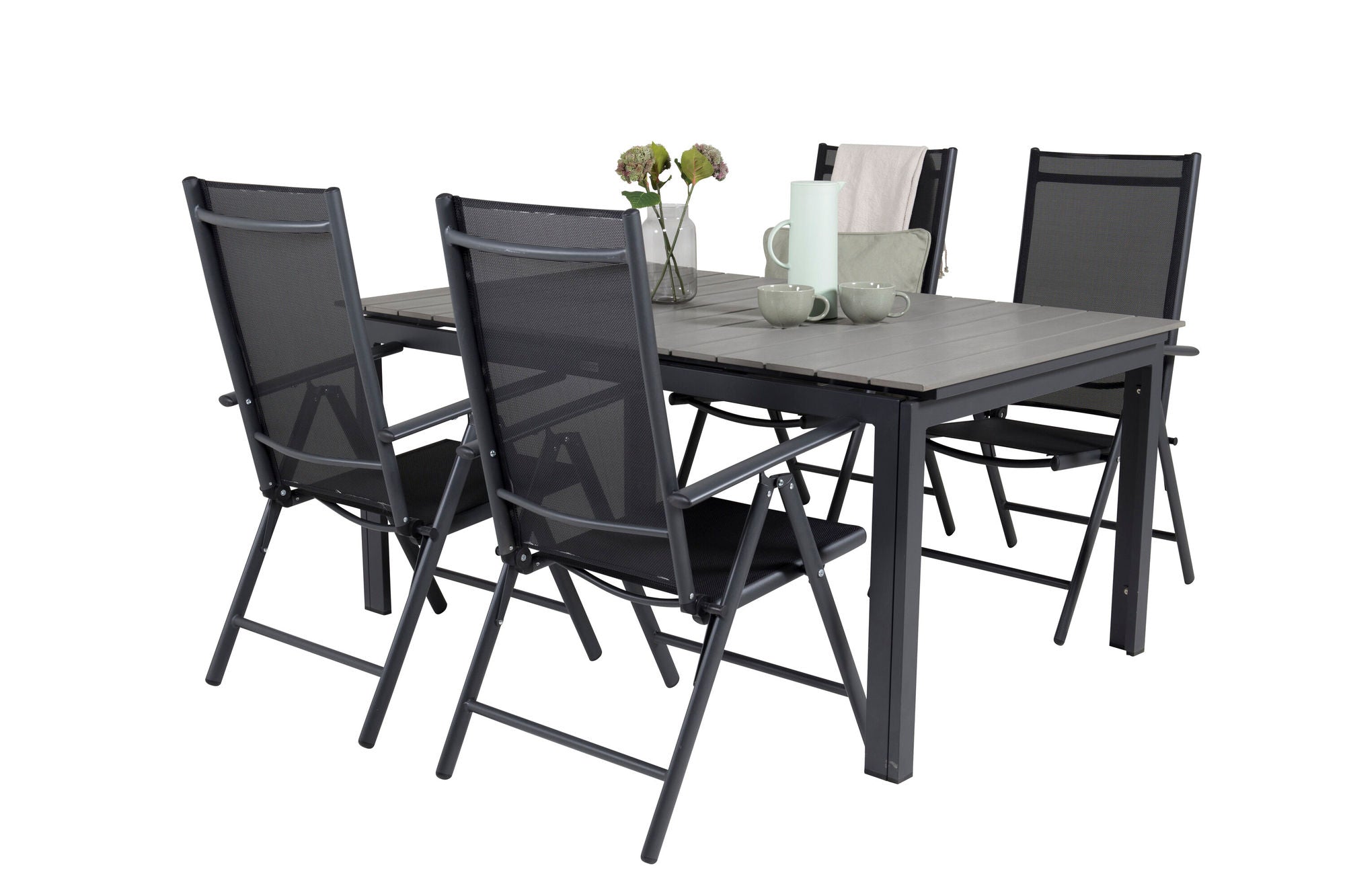 Venture Home Levels spisebord 160/240*90 - Black Alu / Grey Aintwood +Break 5:pos stol -