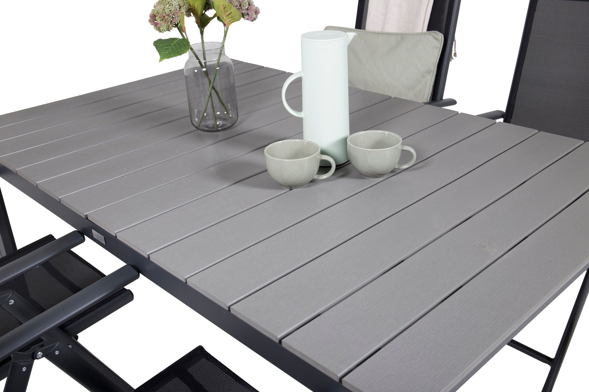 Venture Home Levels spisebord 160/240*90 - Black Alu / Grey Aintwood +Break 5:pos stol -