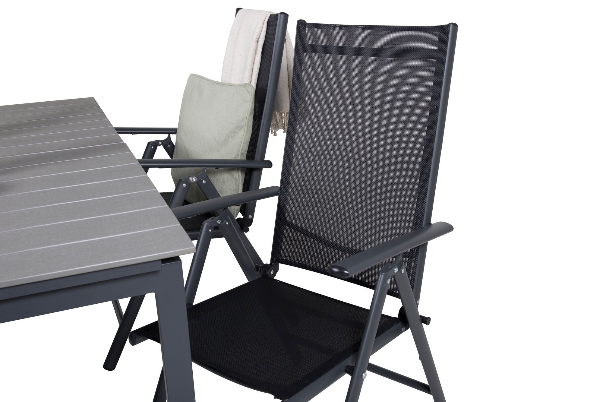 Venture Home Levels spisebord 160/240*90 - Black Alu / Grey Aintwood +Break 5:pos stol -
