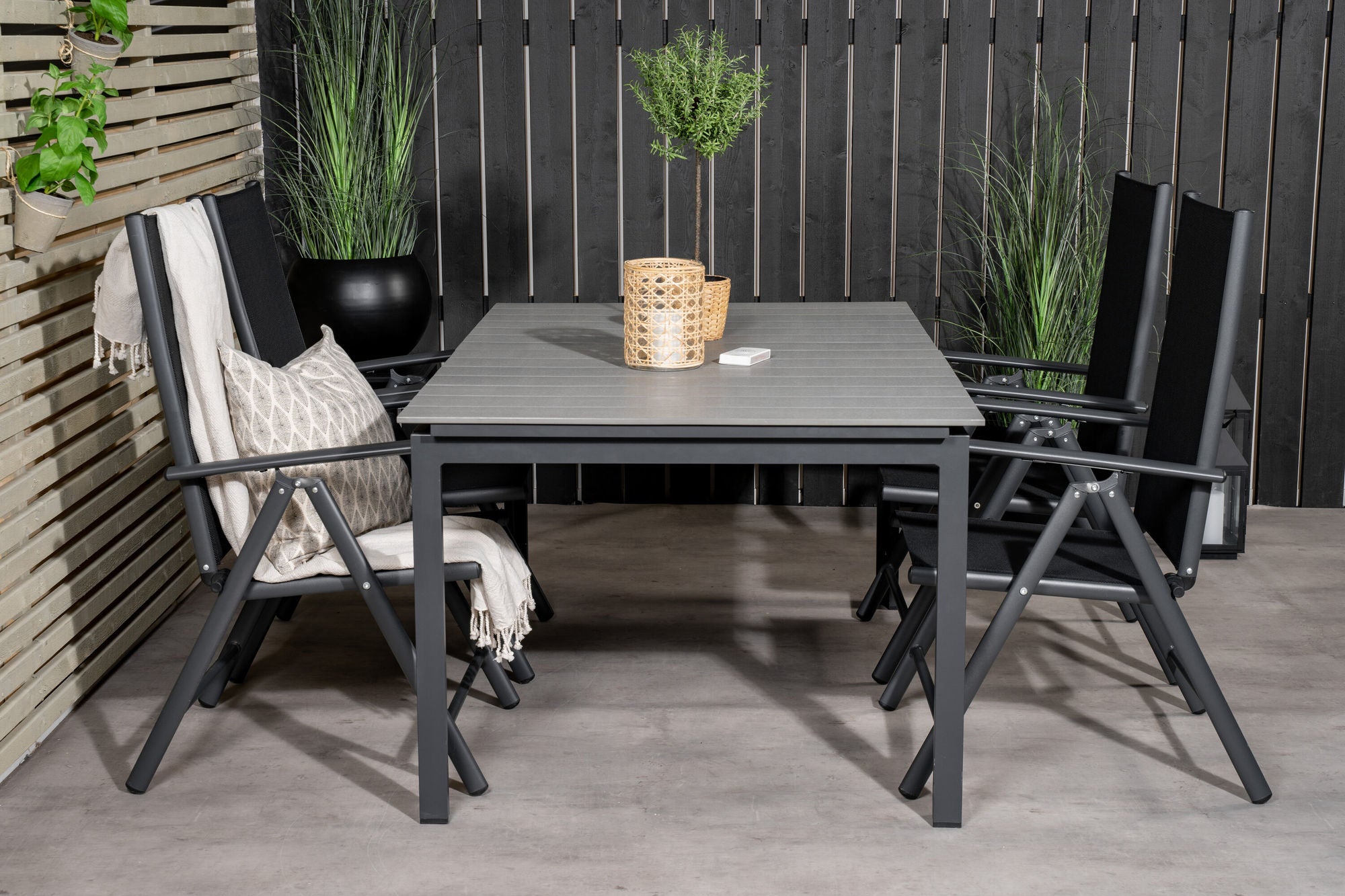 Venture Home Levels spisebord 160/240*90 - Black Alu / Grey Aintwood +Break 5:pos stol -