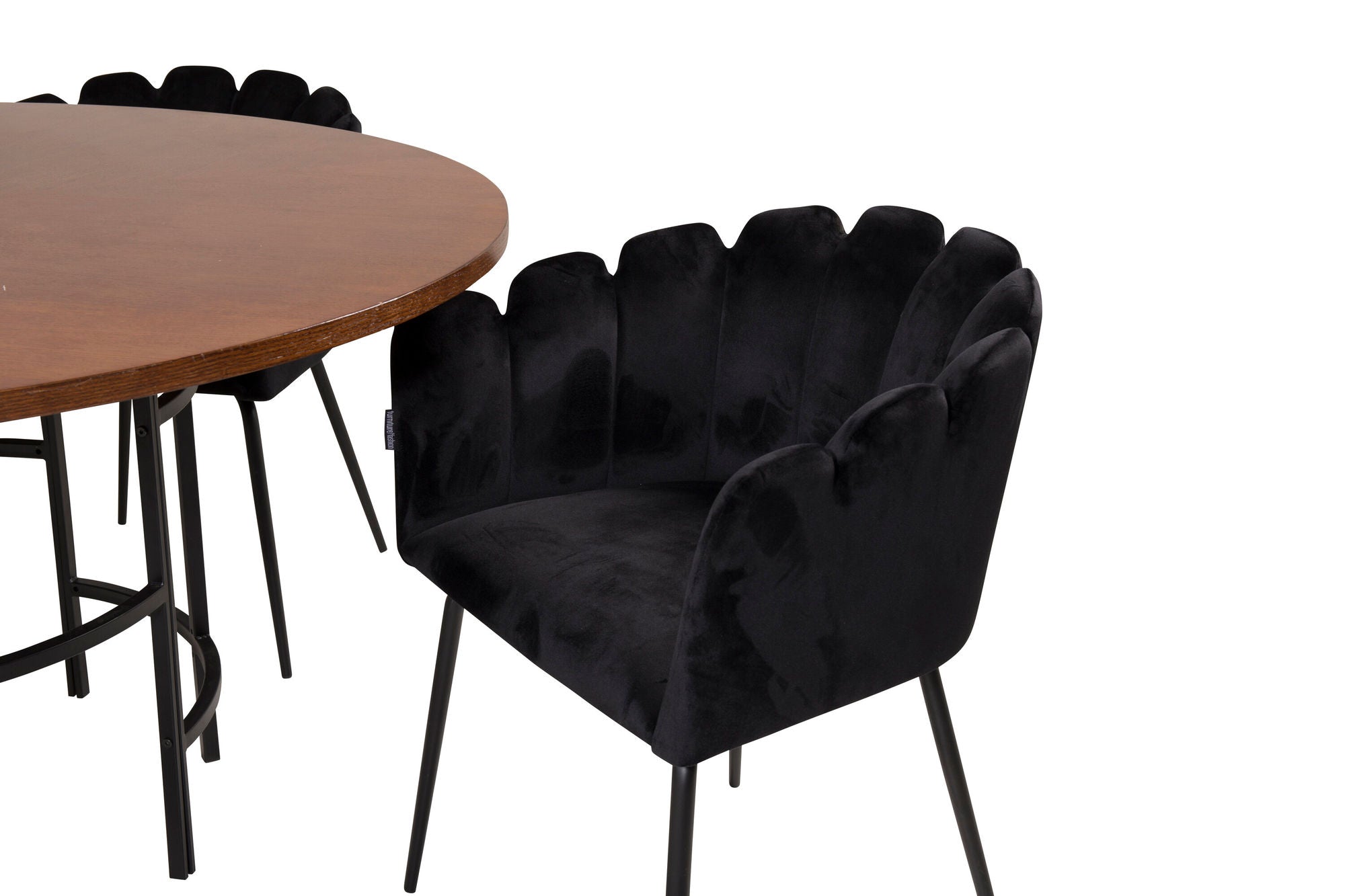 Venture Home Copenhagen - spisebord round - Brown / Black+Limhamn - stol - Black Velvet_4