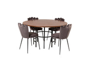 Venture Home Copenhagen - spisebord round - Brown / Black - Limhamn stol - Grey 4