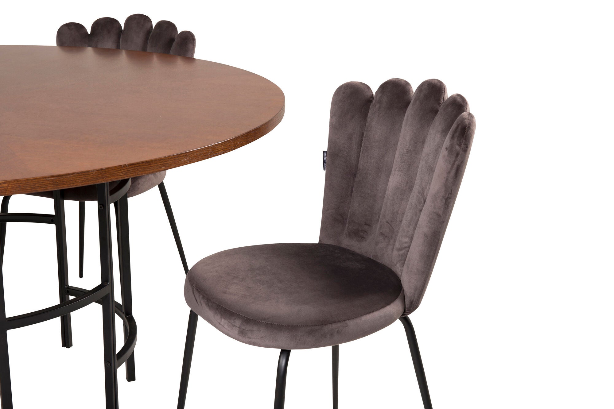 Venture Home Copenhagen - spisebord round - Brown / Black - Limhamn stol - Grey 4