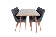 Venture Home Polar spisebord 180 cm - Walnut top - Walnut Legs+Leone Spisebordsstol - Walnut legs - Black Fabric_6