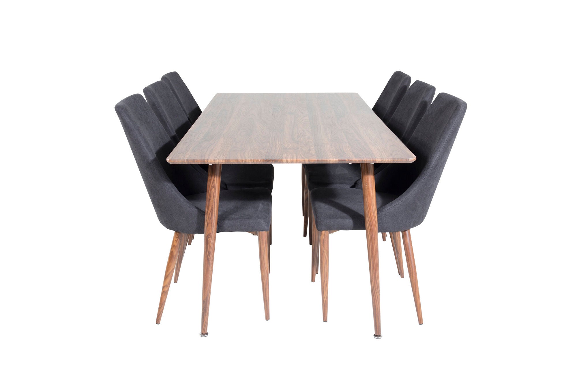 Venture Home Polar spisebord 180 cm - Walnut top - Walnut Legs+Leone Spisebordsstol - Walnut legs - Black Fabric_6