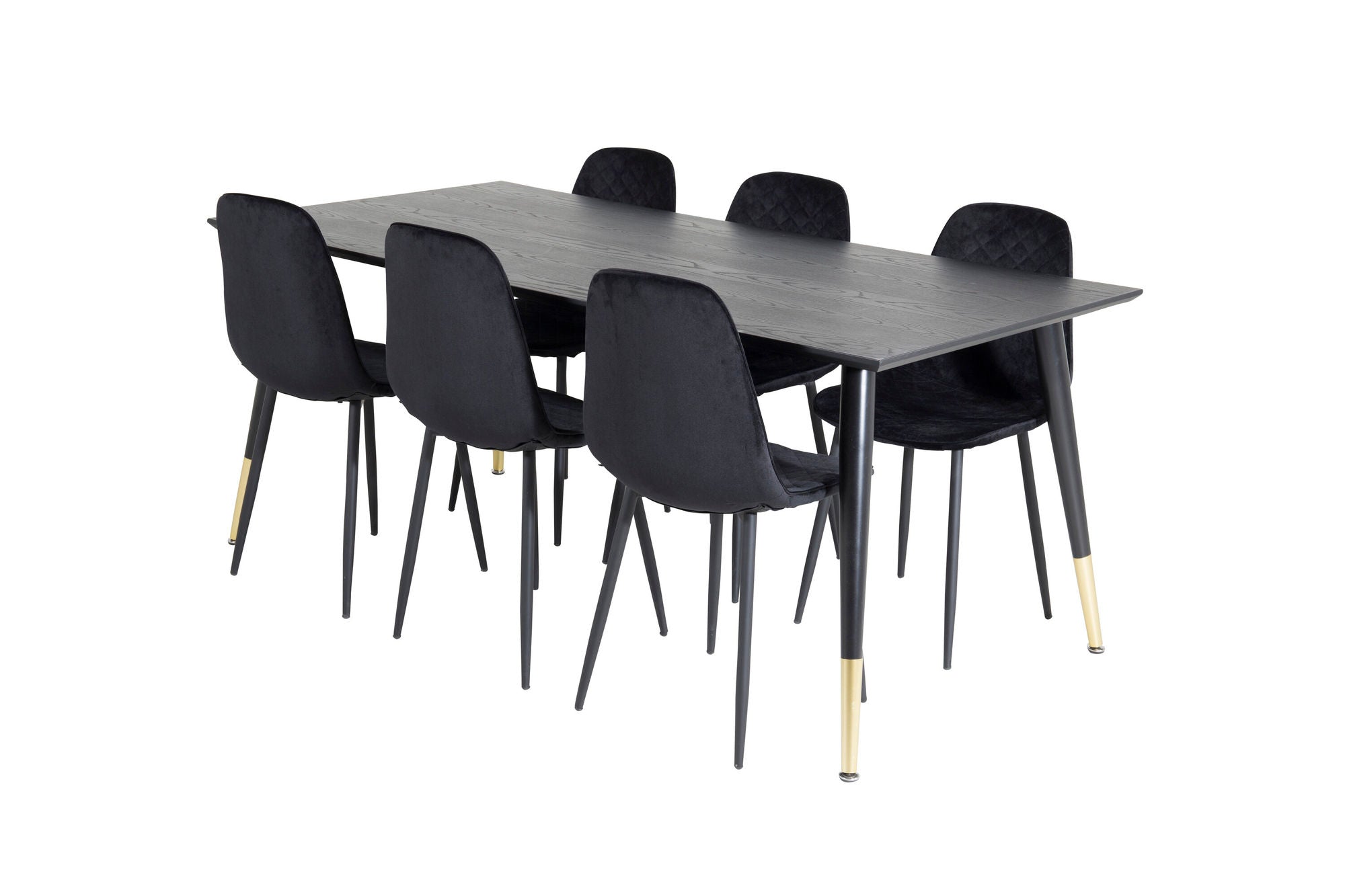 Venture Home Dipp spisebord - 180*90cm - Black / Black Brass+Polar Diamond Spisebordsstol - Black Legs - Black Velvet_6