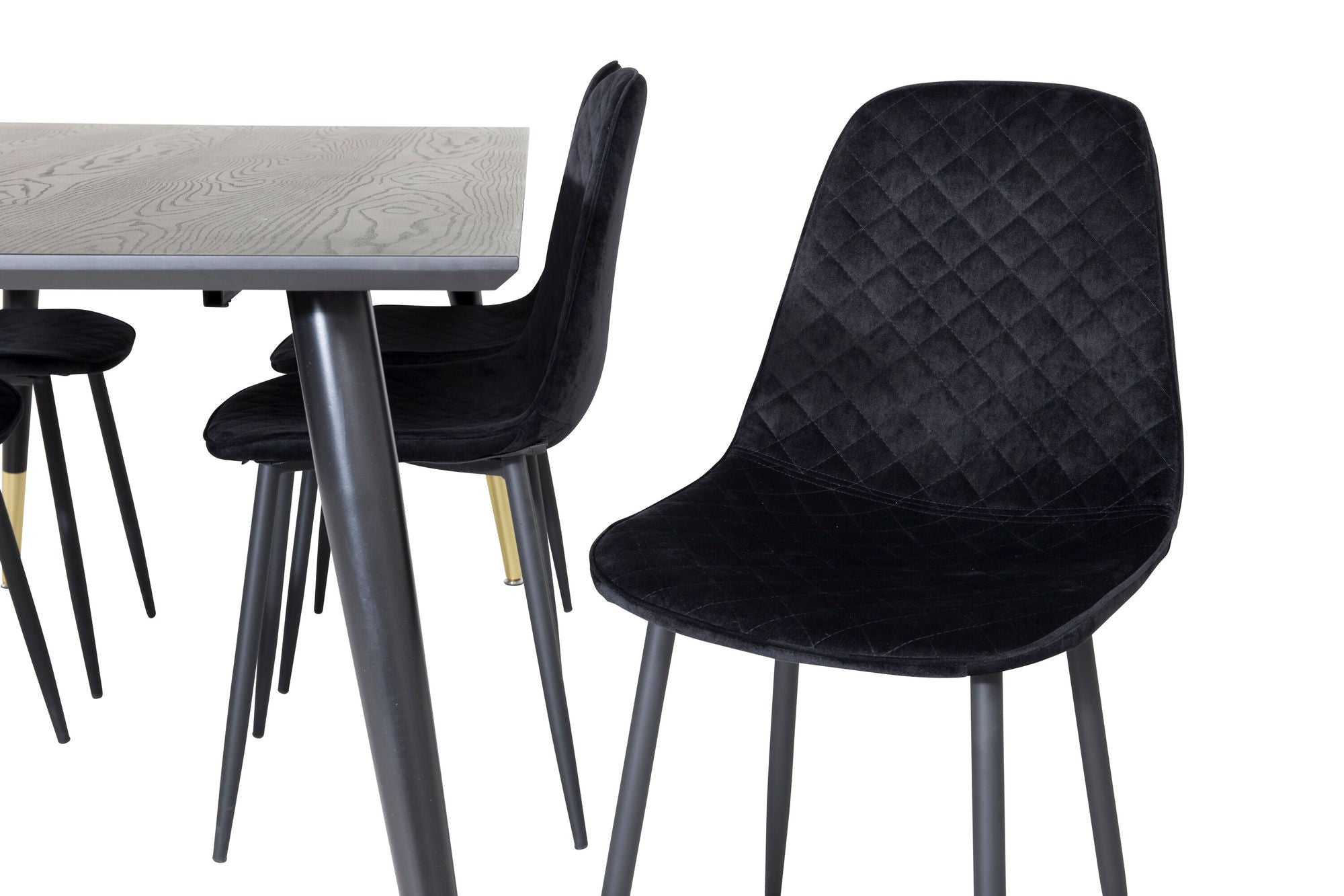Venture Home Dipp spisebord - 180*90cm - Black / Black Brass+Polar Diamond Spisebordsstol - Black Legs - Black Velvet_6